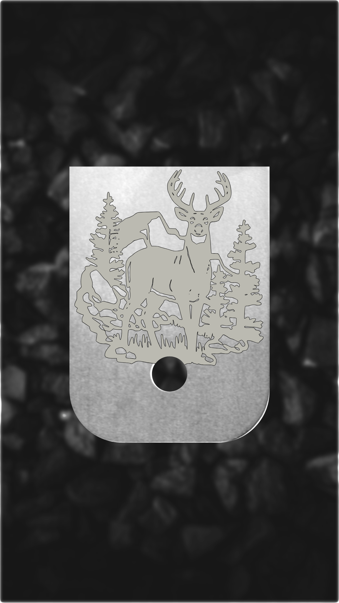 Aluminum Glock back plate Whitetail buck woodland scene Glock magazine plate