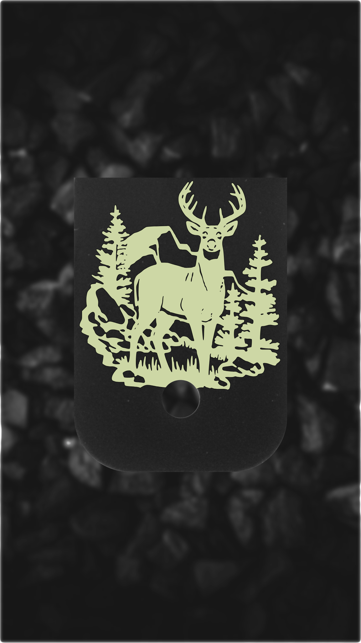 Black Brass Glock back plate Whitetail buck woodland scene Glock magazine plate