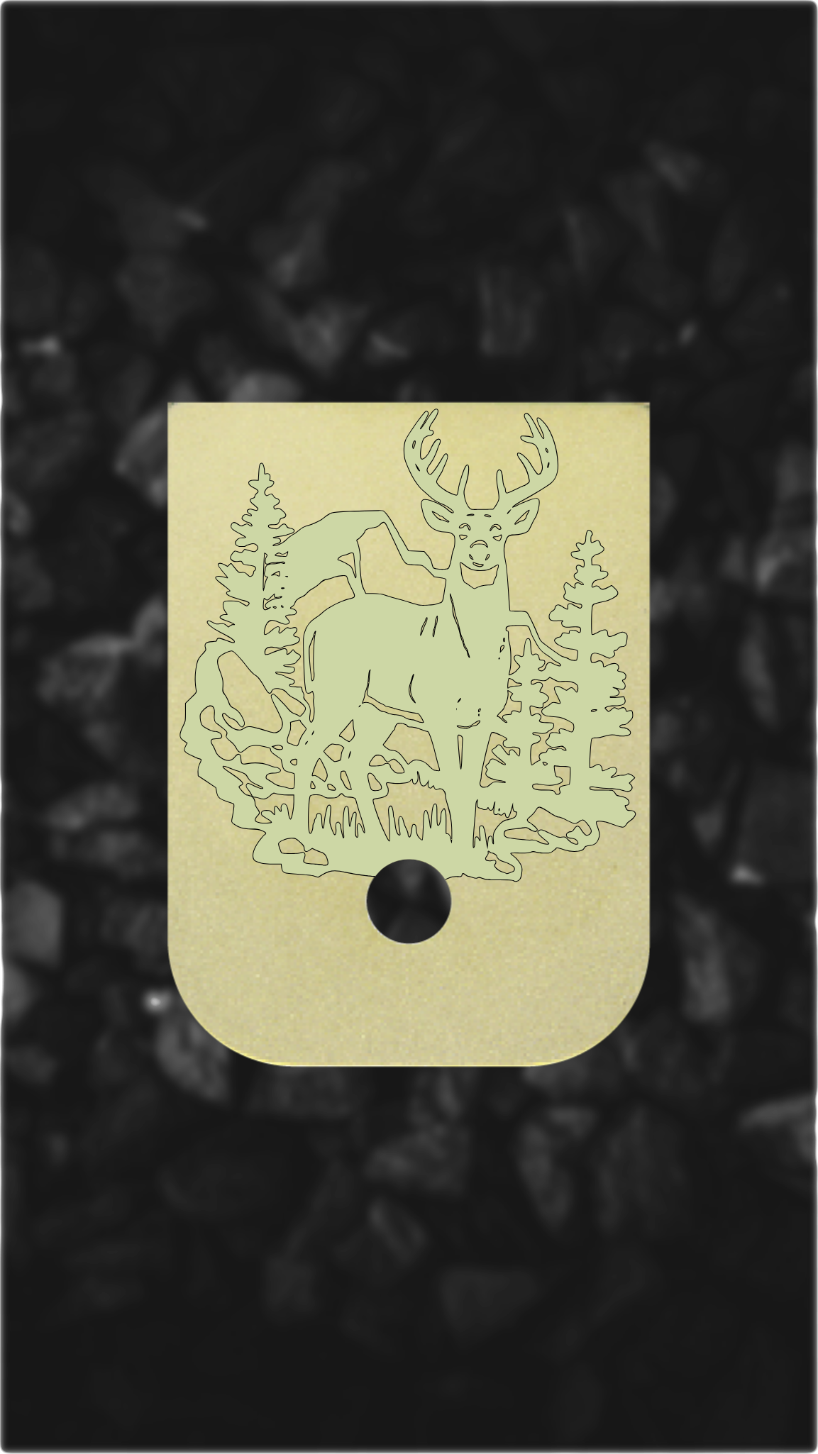 Brass Glock back plate Whitetail buck woodland scene Glock magazine plate