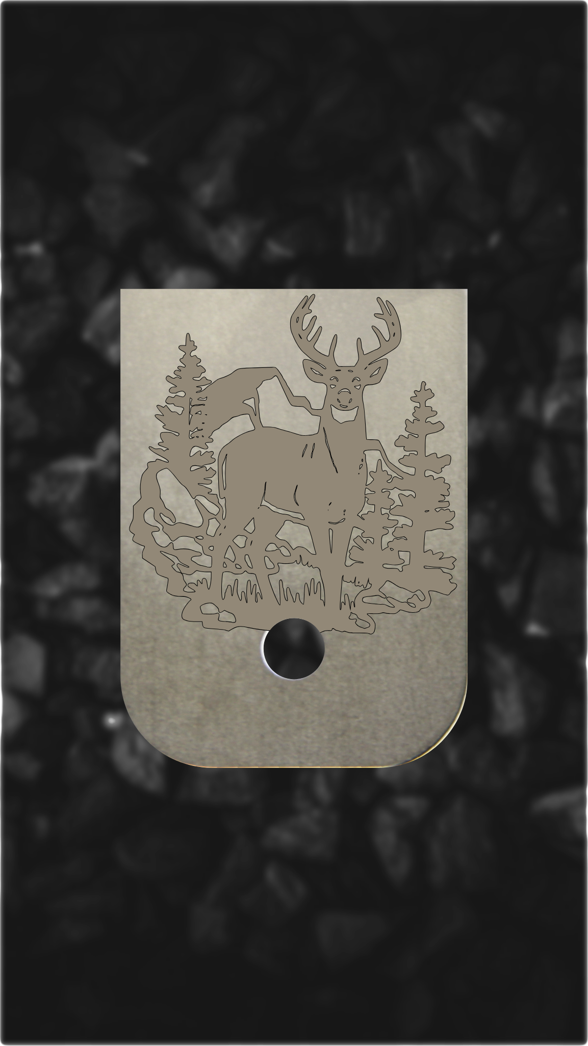 Titanium Glock back plate Whitetail buck woodland scene Glock magazine plate