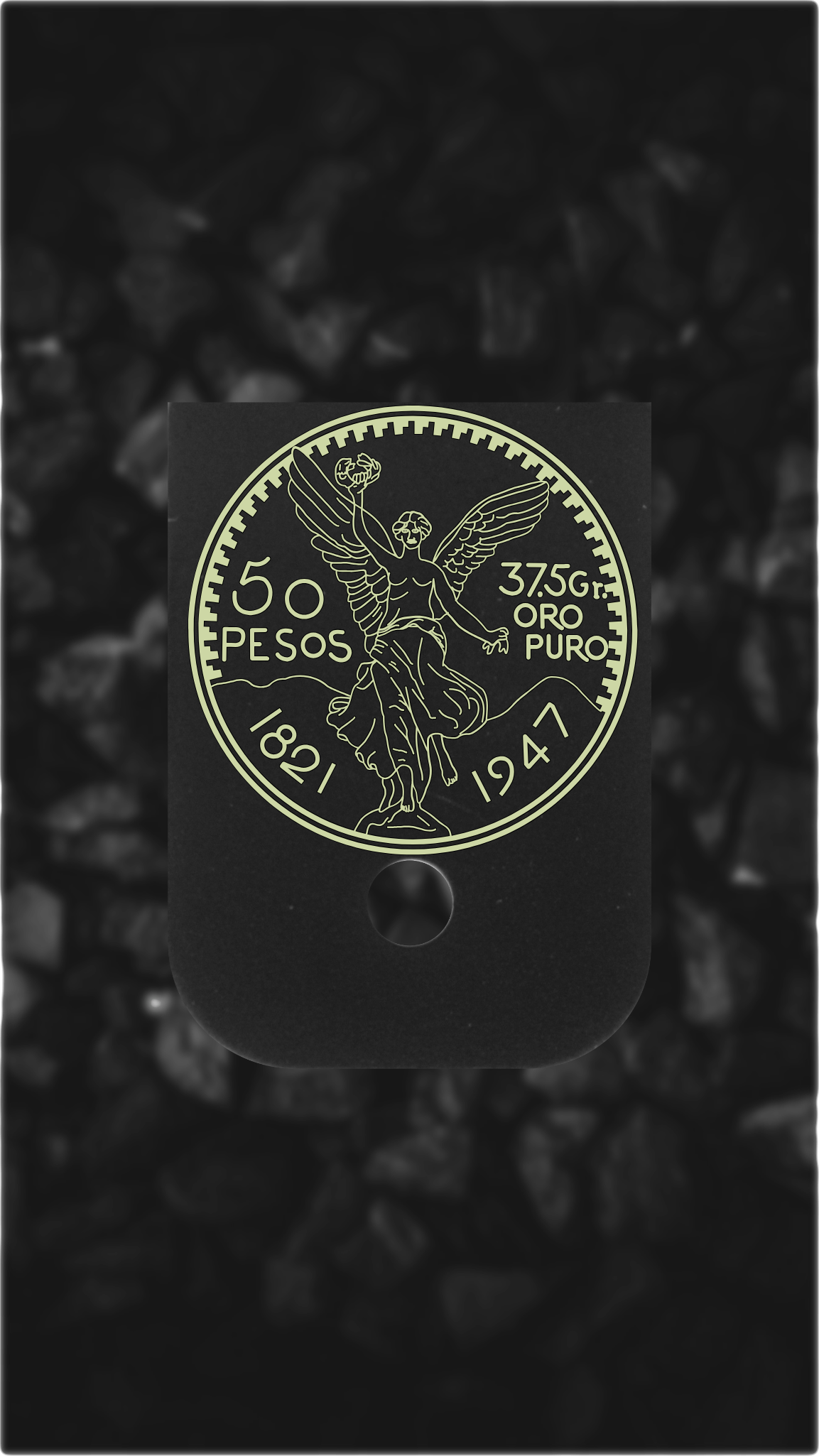 Black Brass Glock back plate Centenario coin design engraved Glock magazine plate