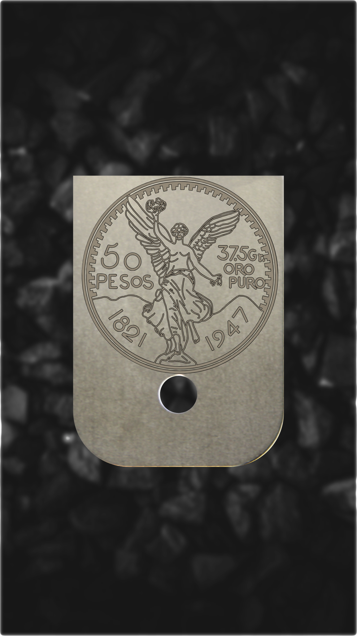 Titanium Glock back plate Centenario coin design engraved Glock magazine plate