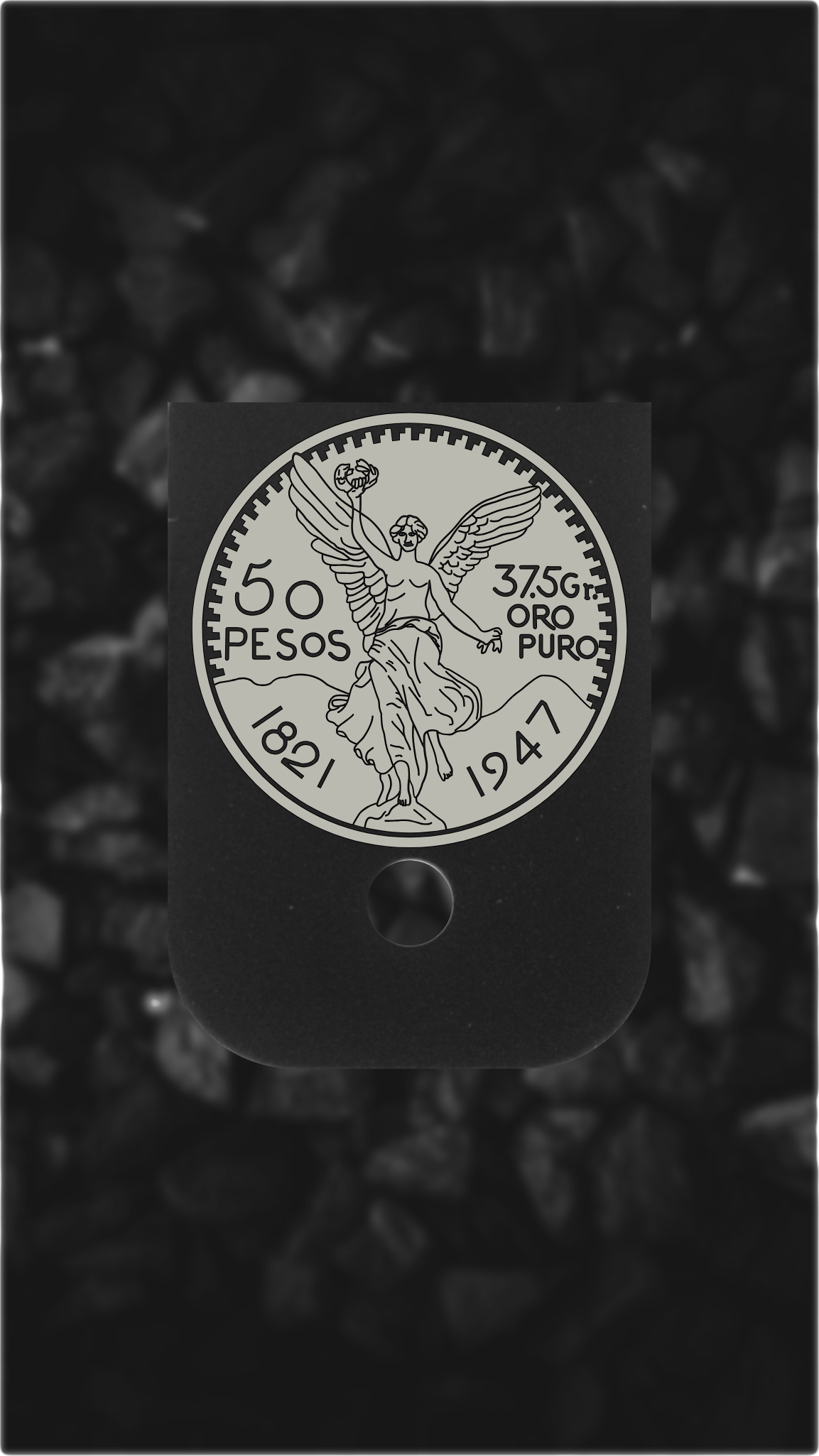 Black Aluminum Glock back plate Centenario coin design engraved Glock magazine plate
