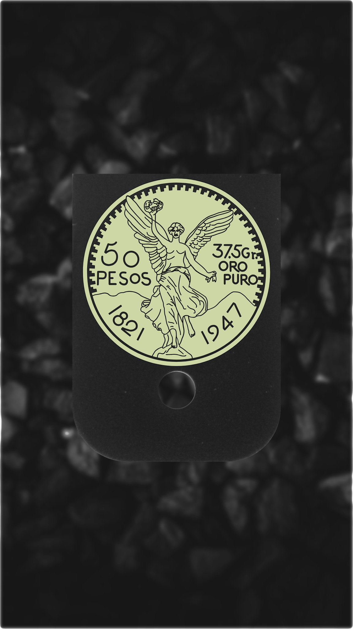 Black Brass Glock back plate Centenario coin design engraved Glock magazine plate