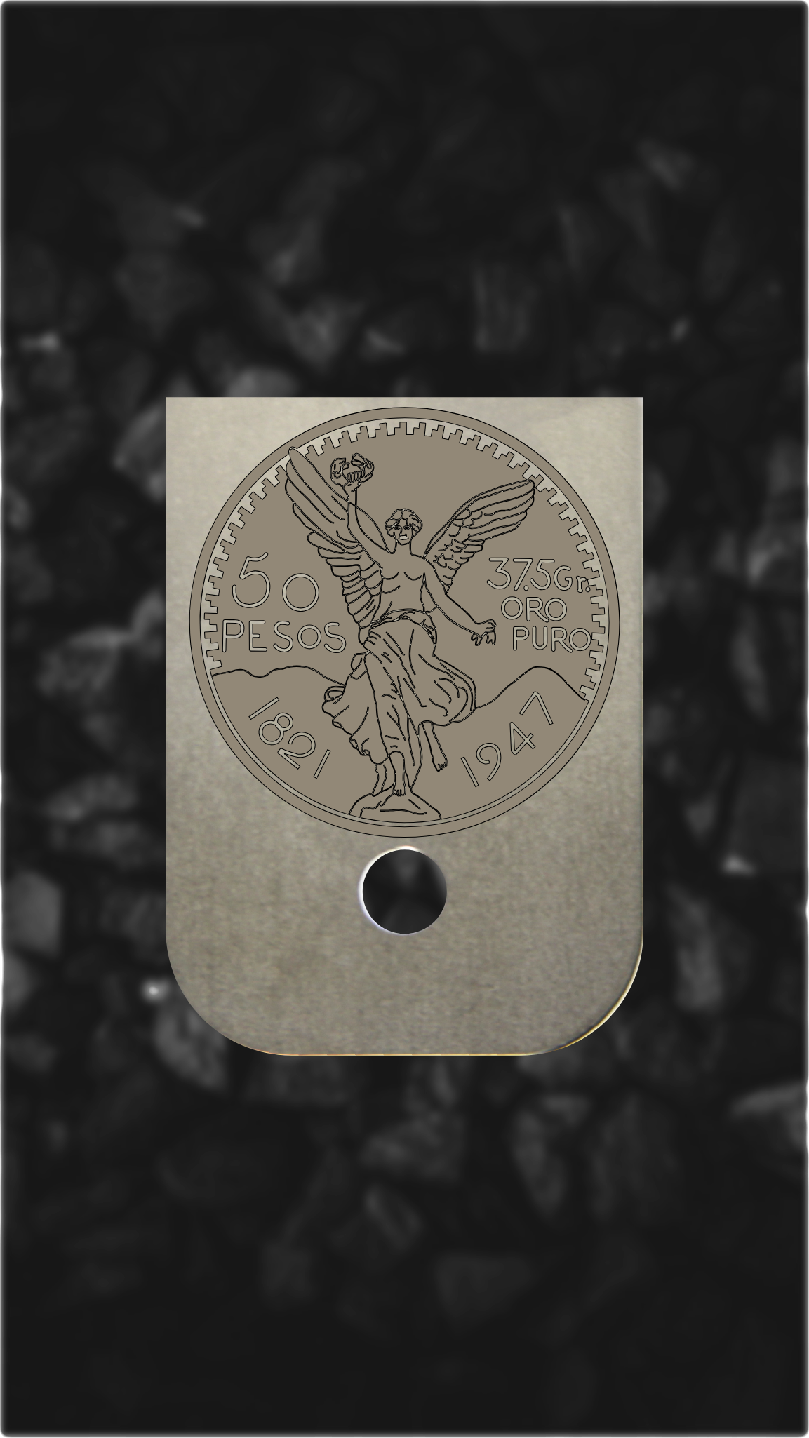 Titanium Glock back plate Centenario coin design engraved Glock magazine plate