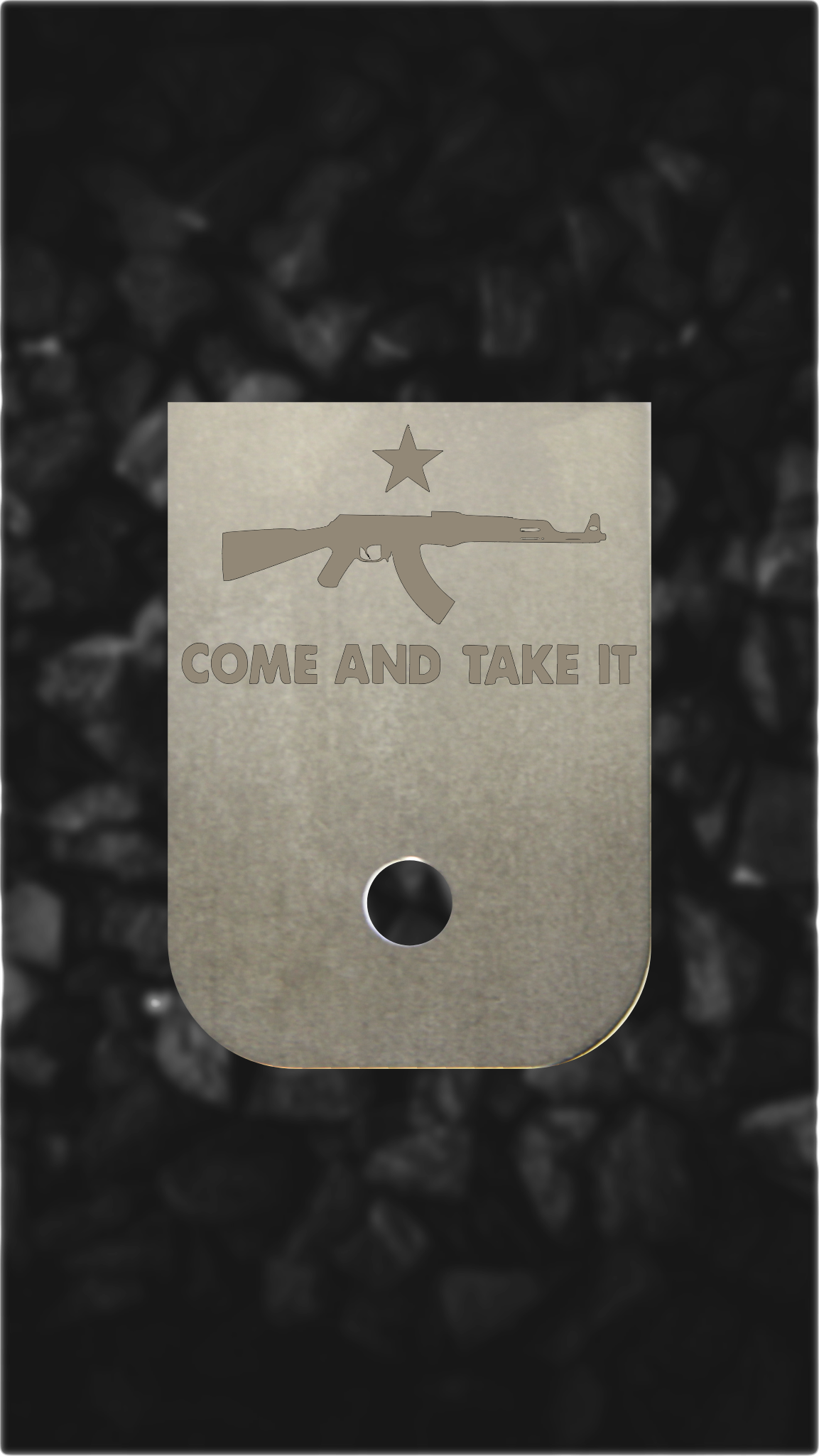 Titanium Glock back plate Star and cannon Come and Take It magazine plate