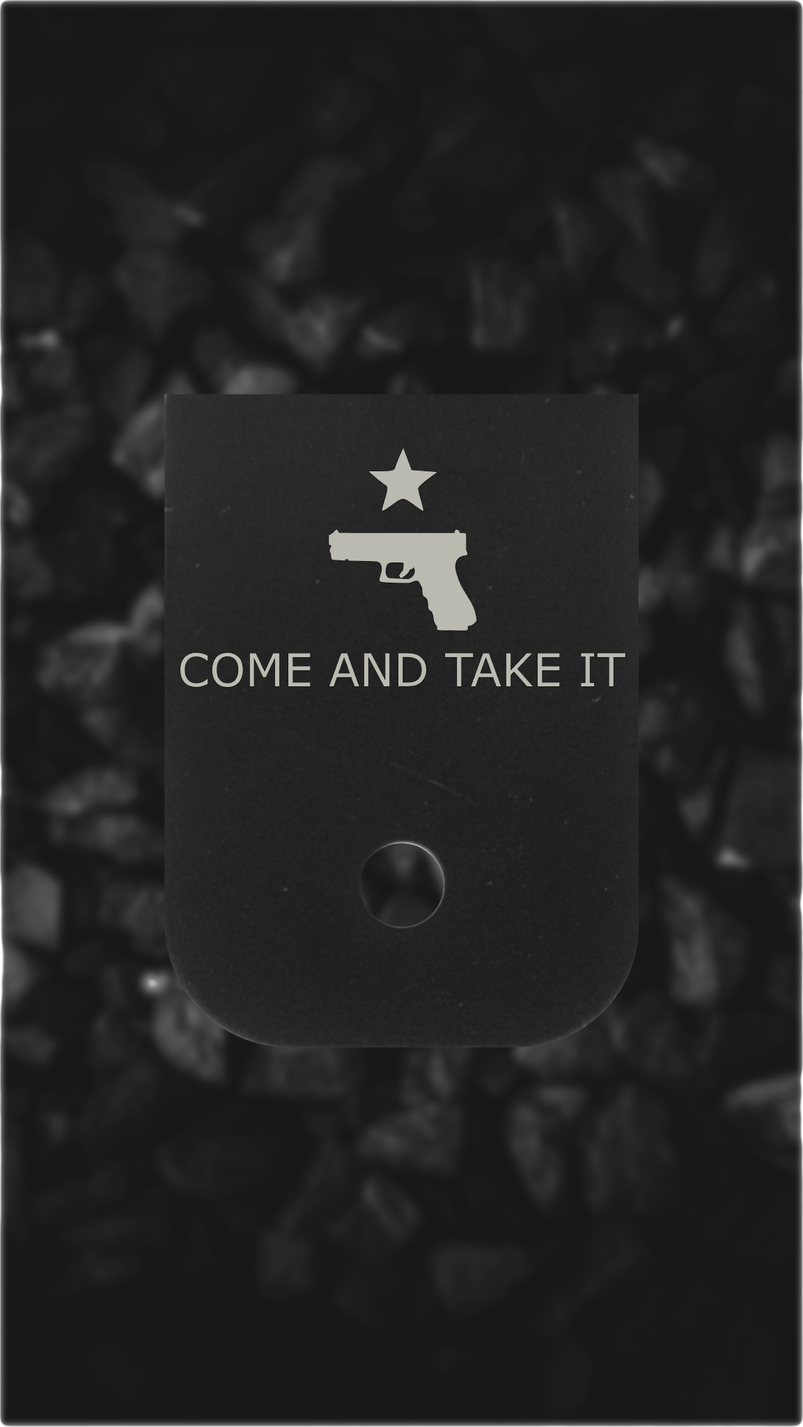 Black Aluminum Glock back plate Come And Take It star and pistol engraved Glock magazine plate