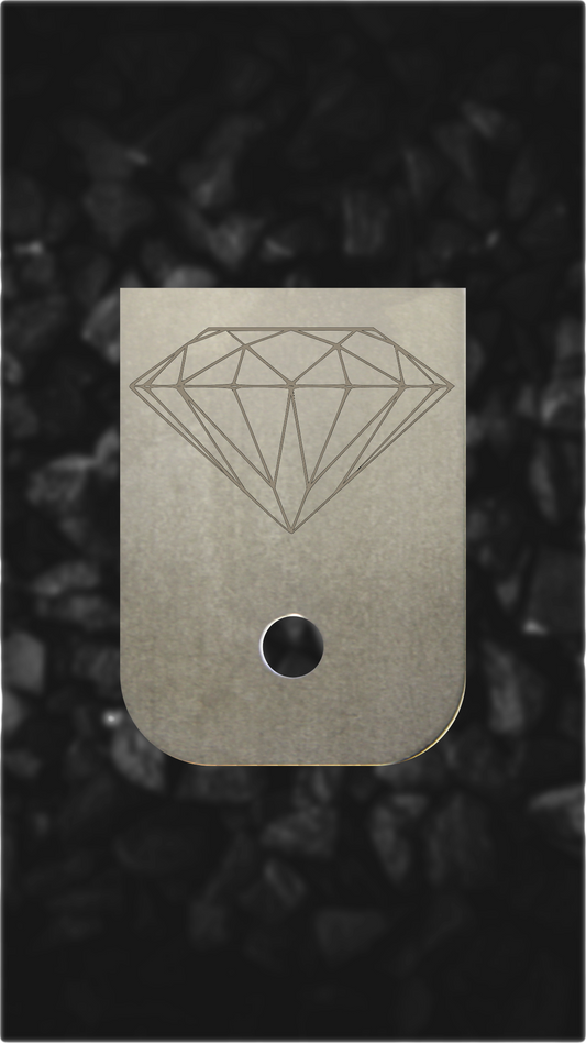 Titanium Glock back plate Diamond facet design engraved Glock magazine plate
