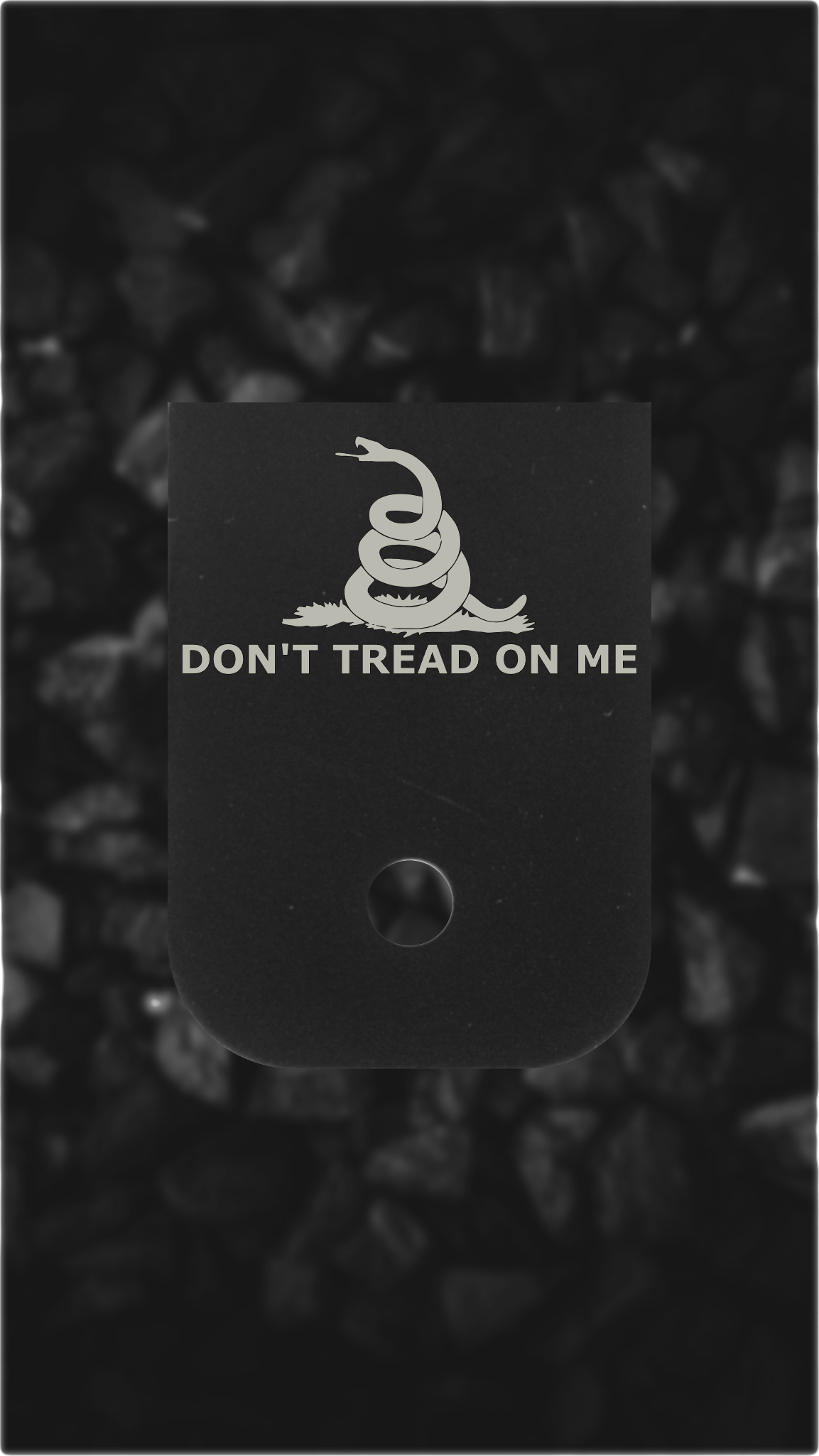 Black Aluminum Glock back plate Don't Tread On Me Gadsden magazine base plate