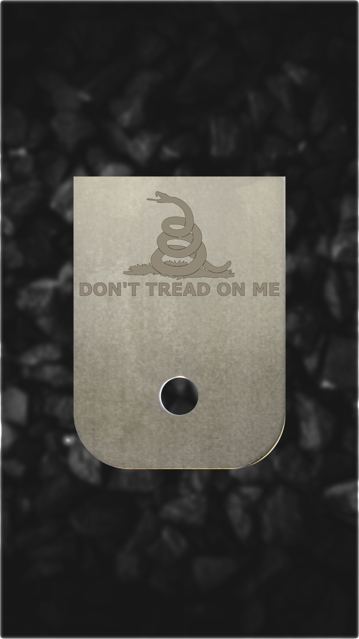 Titanium Glock back plate Don't Tread On Me Gadsden magazine base plate