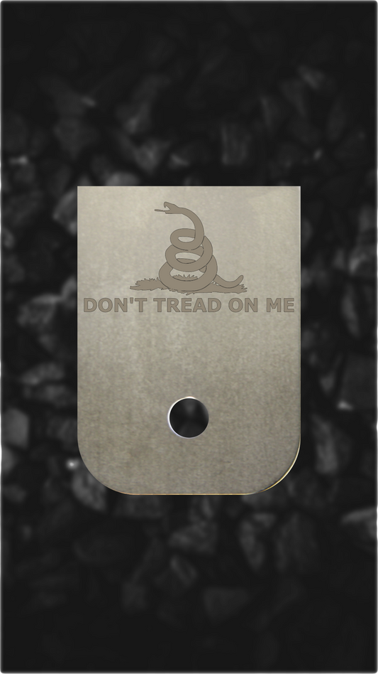 Titanium Glock back plate Don't Tread On Me Gadsden magazine base plate