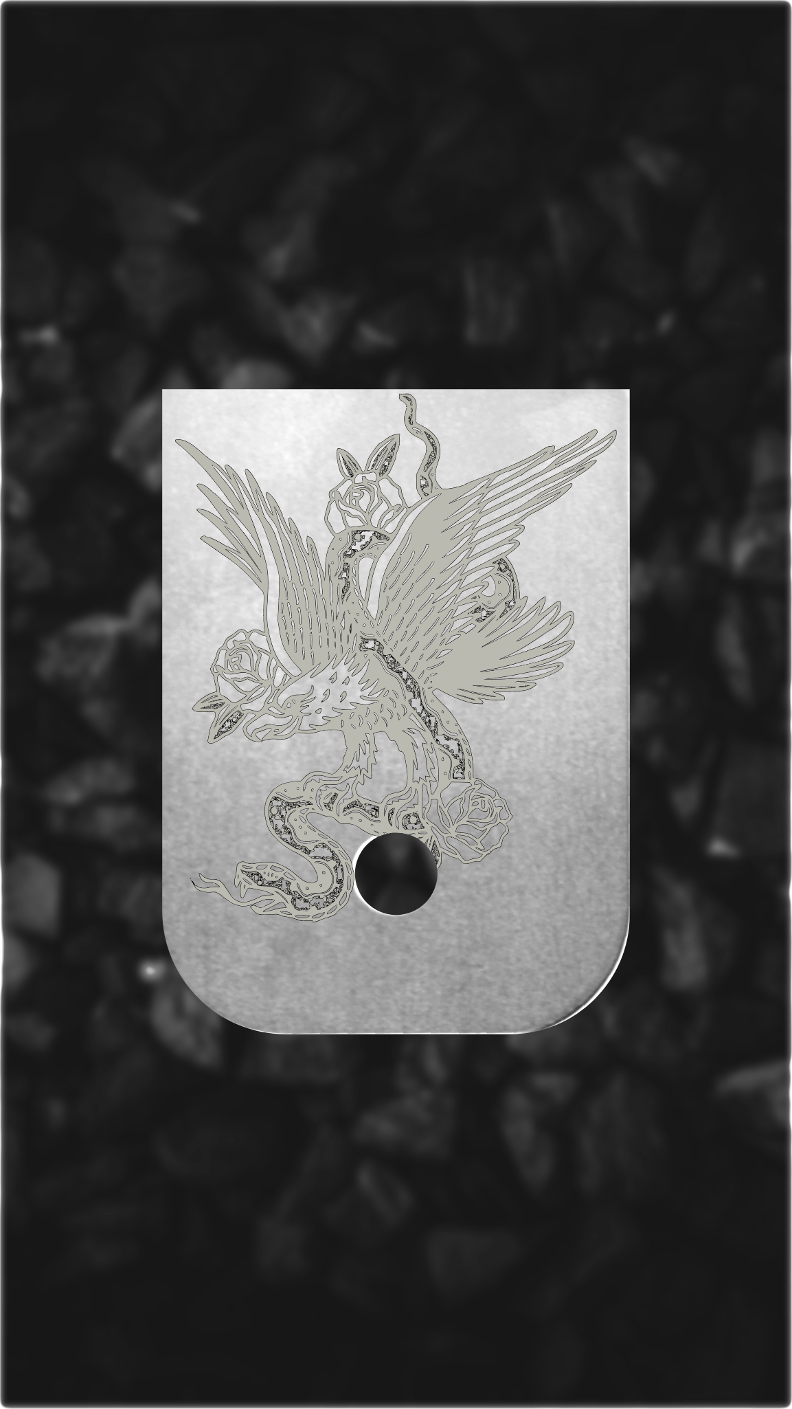 Aluminum Glock back plate eagle and serpent design engraved Glock magazine plate