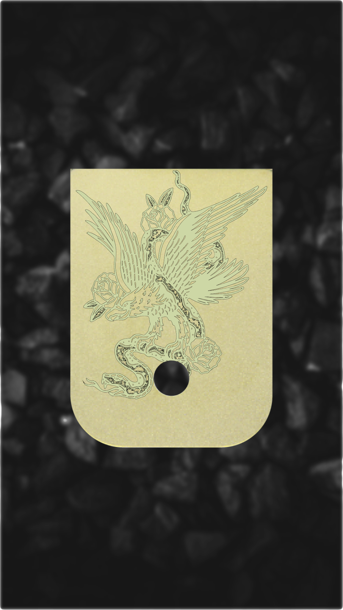 Brass Glock back plate eagle and serpent design engraved Glock magazine plate