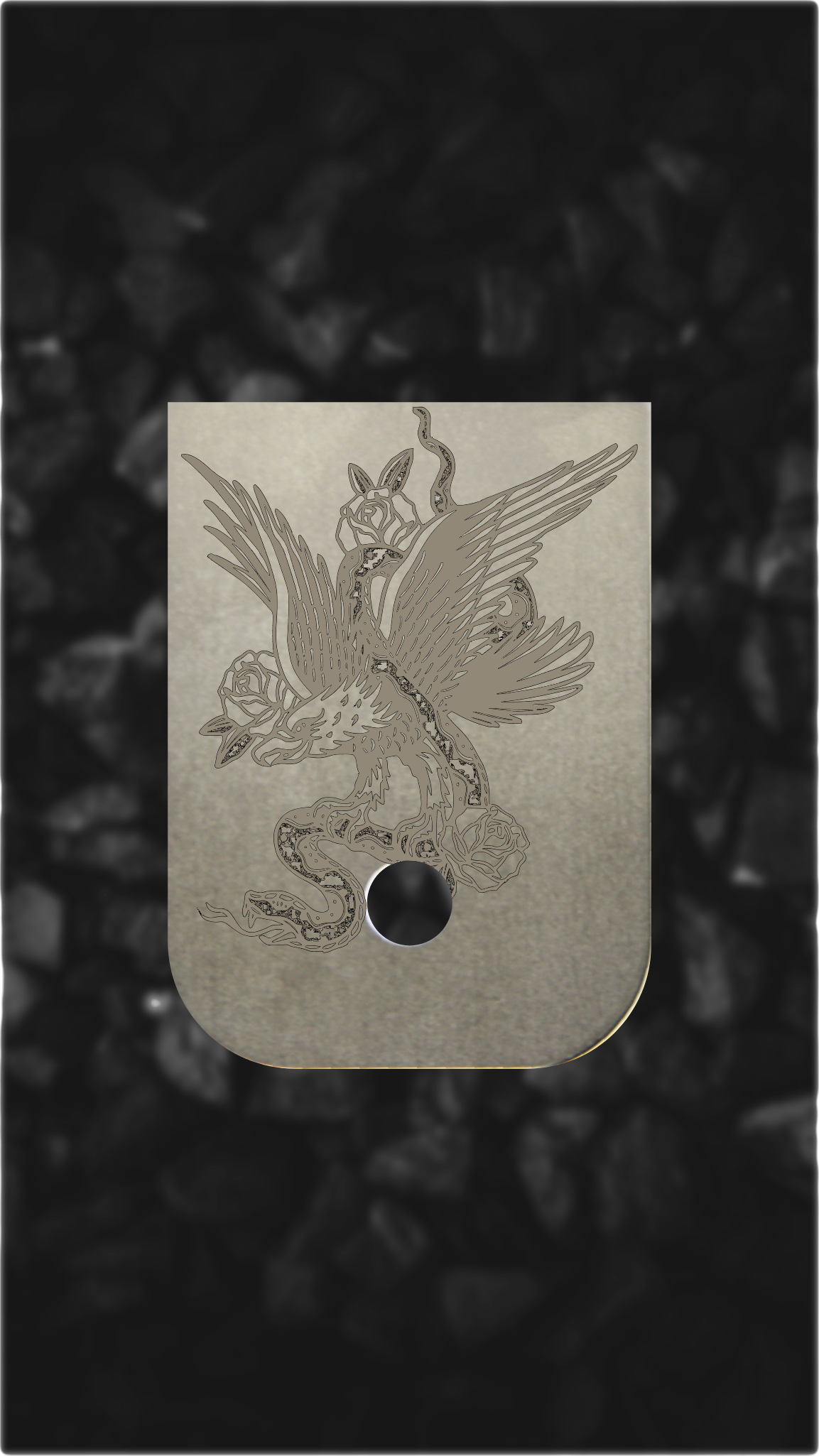 Titanium Glock back plate eagle and serpent design engraved Glock magazine plate