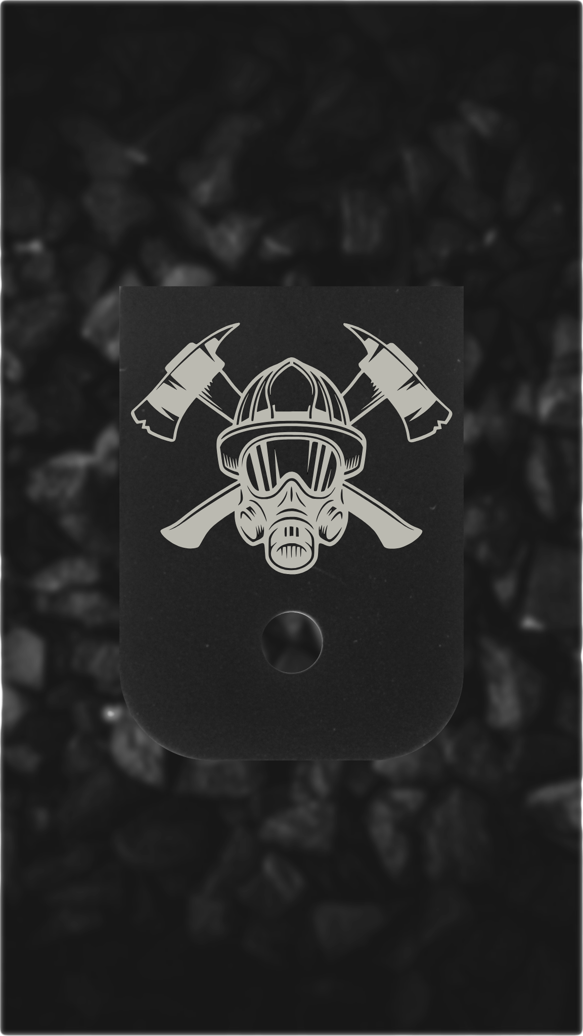 Black Aluminum Glock back plate firefighter axes and mask engraved Glock magazine plate
