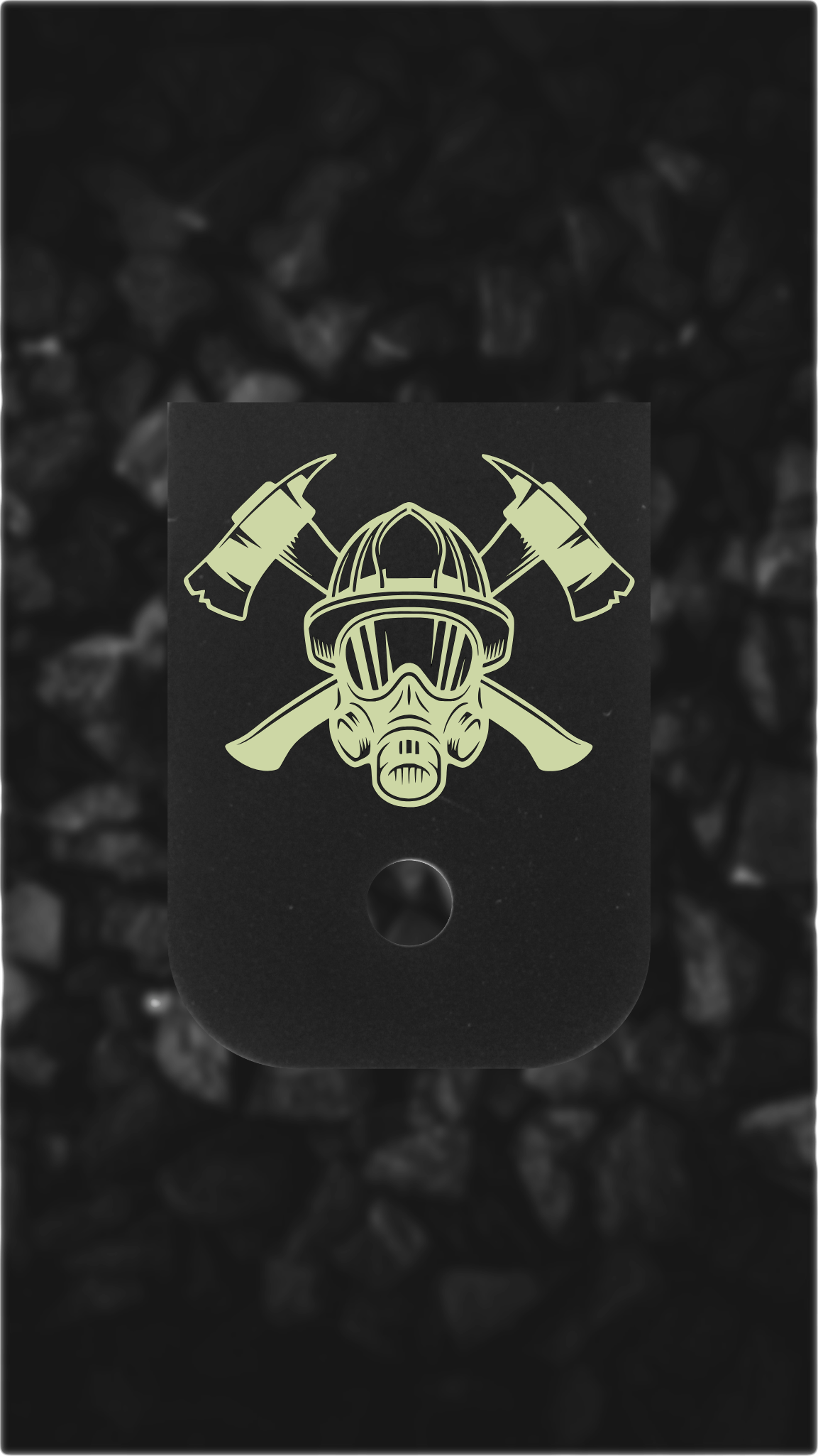 Black Brass Glock back plate firefighter axes and mask engraved Glock magazine plate