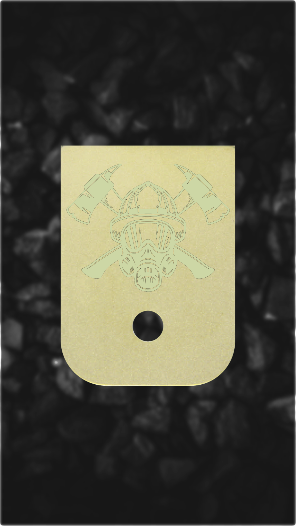 Brass Glock back plate firefighter axes and mask engraved Glock magazine plate