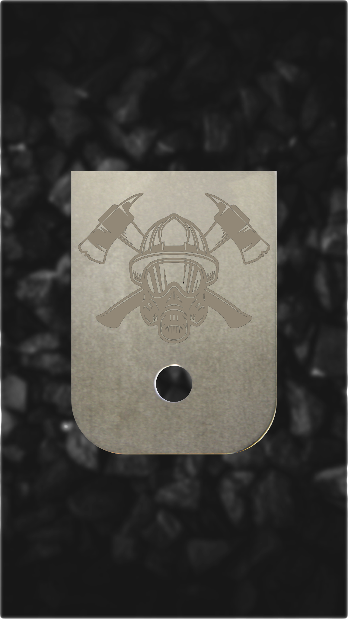 Titanium Glock back plate firefighter axes and mask engraved Glock magazine plate