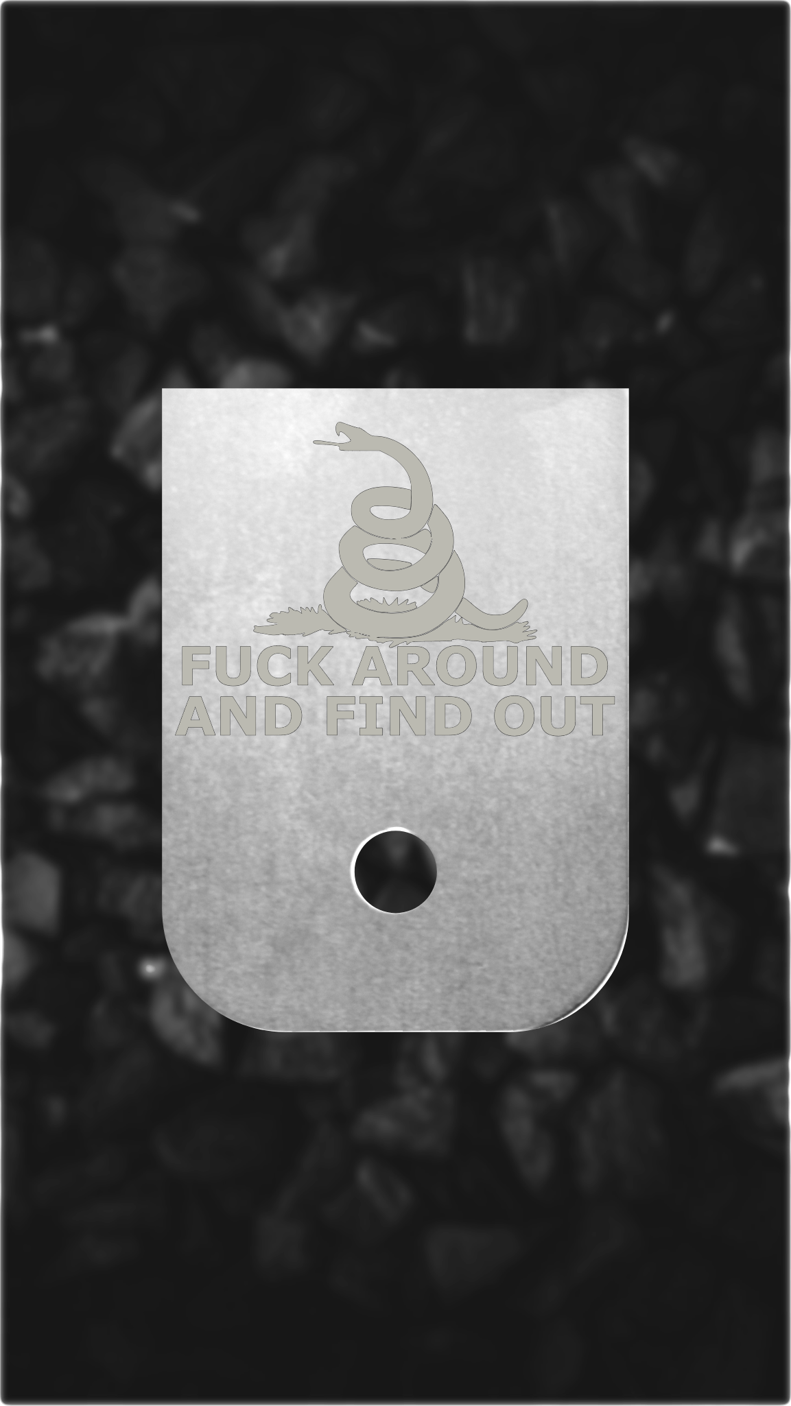 Aluminum Glock back plate Gadsden snake laser-engraved Glock magazine plate