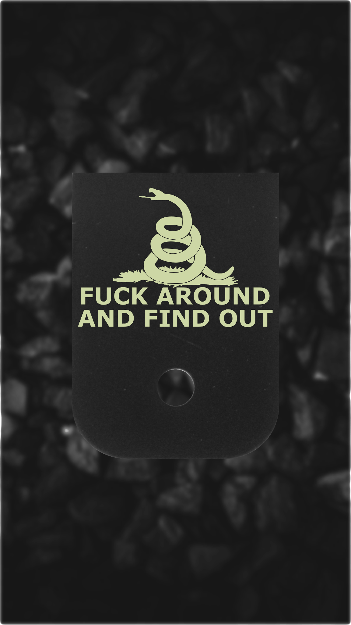 Black Brass Glock back plate Gadsden snake laser-engraved Glock magazine plate