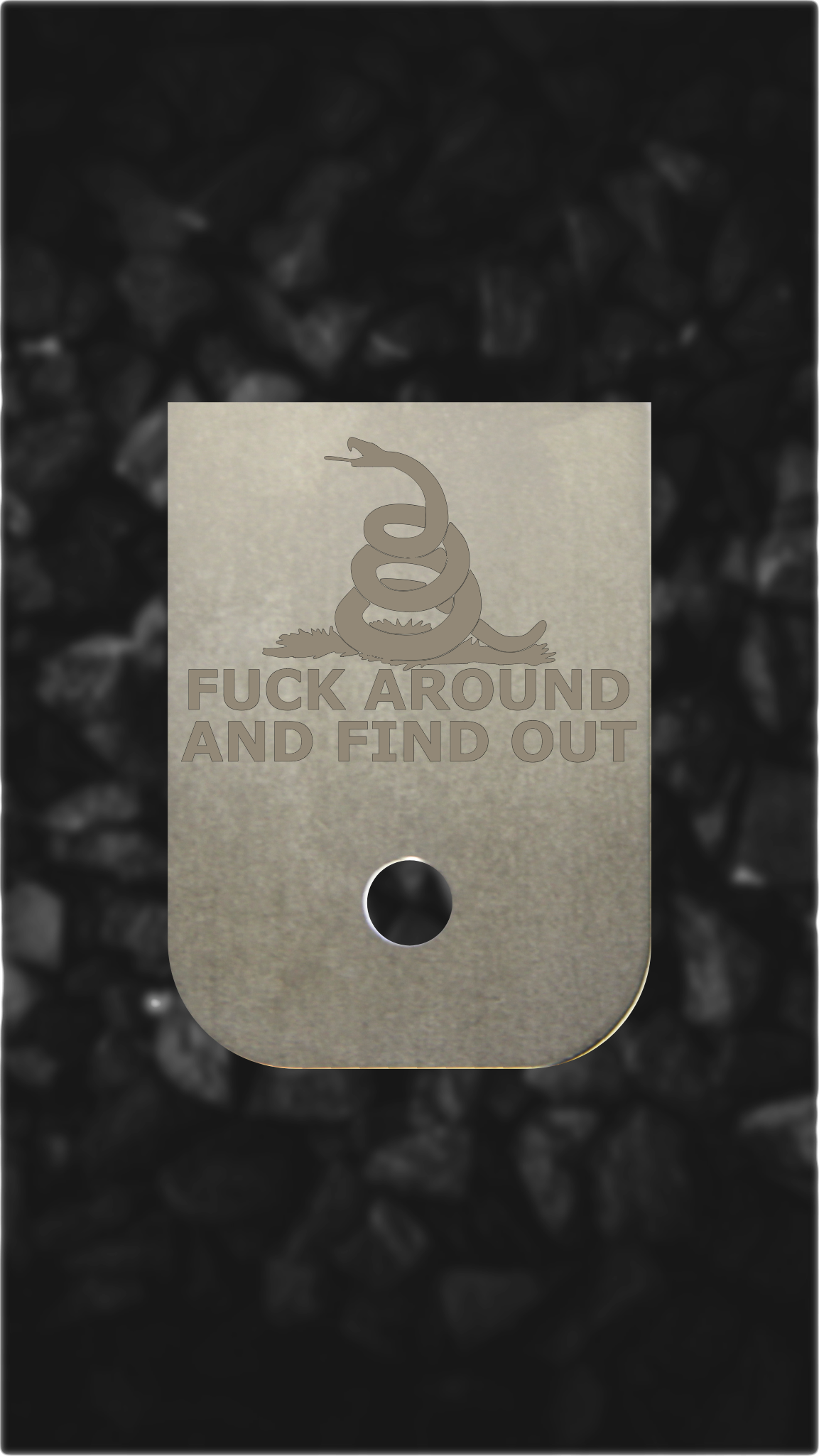 Titanium Glock back plate Gadsden snake laser-engraved Glock magazine plate