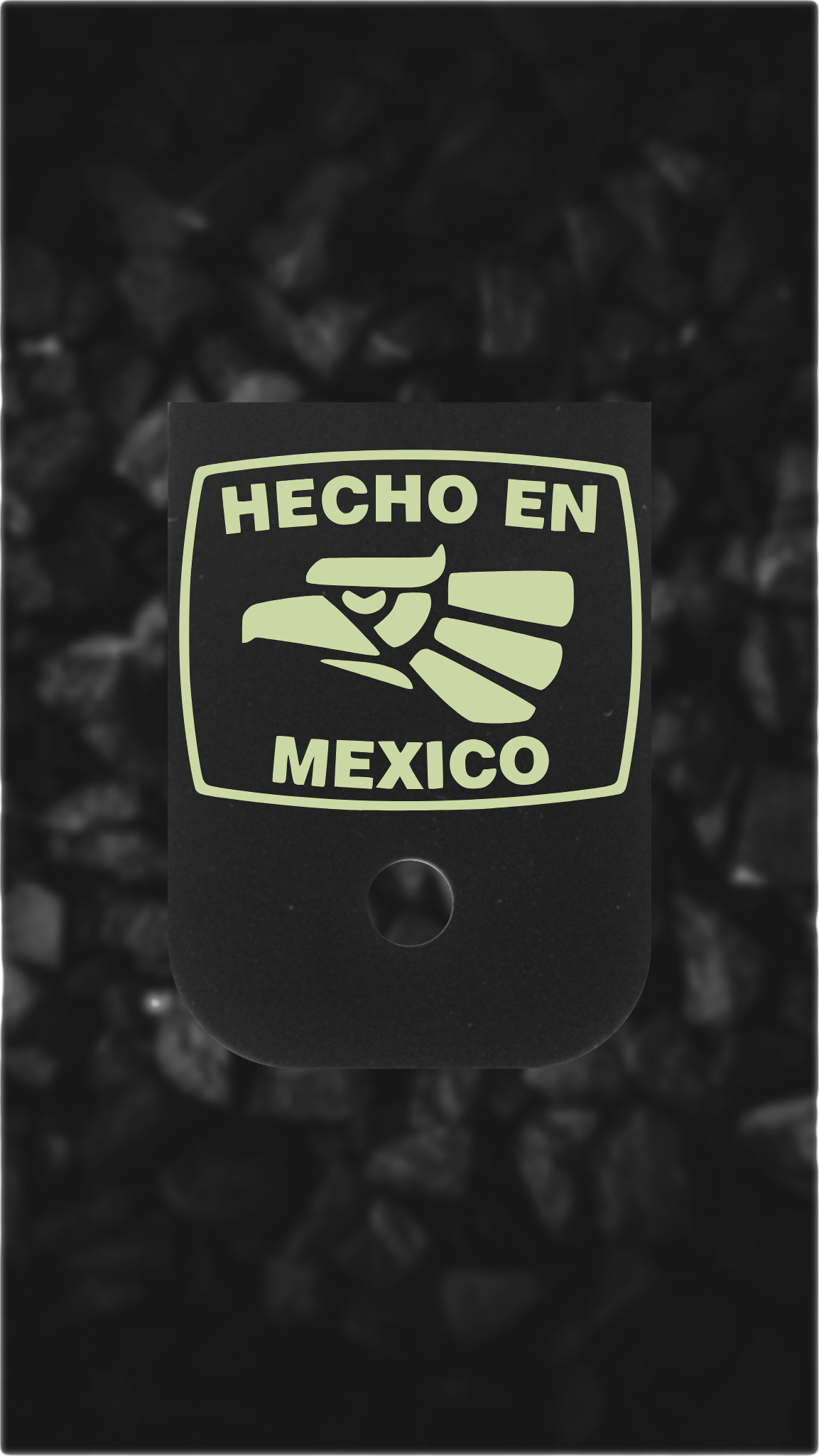 Black Brass Glock back plate Hecho En Mexico eagle engraved Glock magazine plate