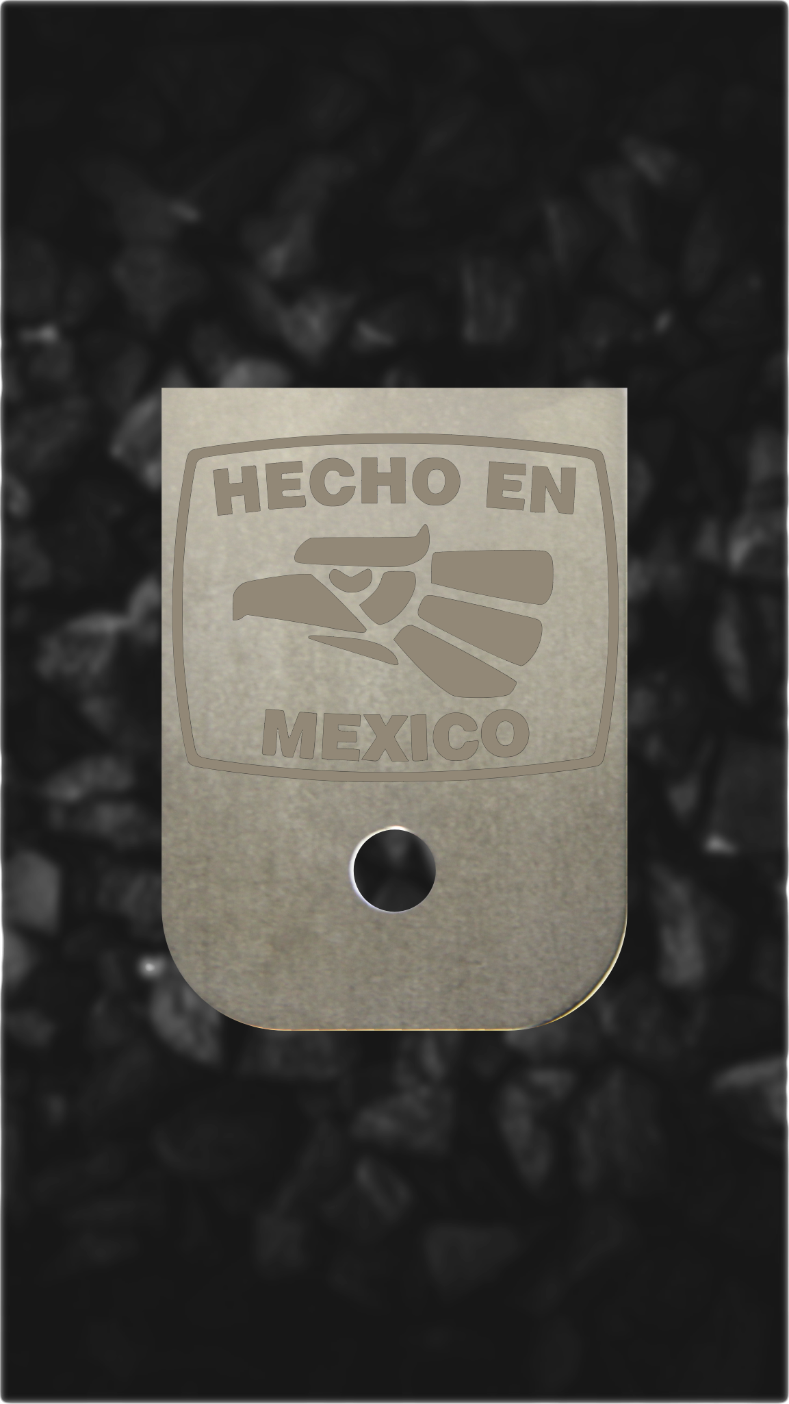 Titanium Glock back plate Hecho En Mexico eagle engraved Glock magazine plate