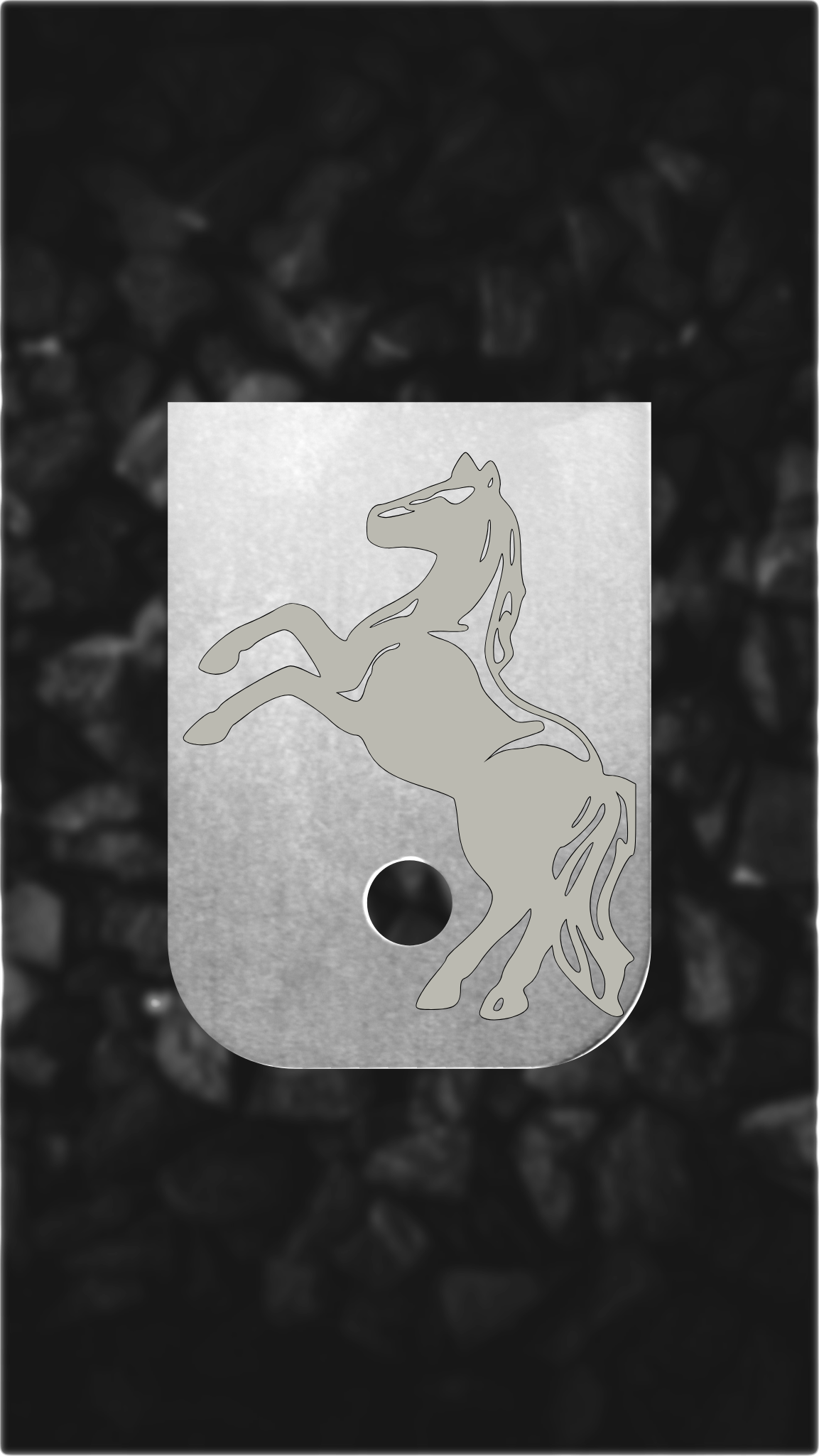 Aluminum Glock back plate Rearing horse engraving on Glock magazine plate