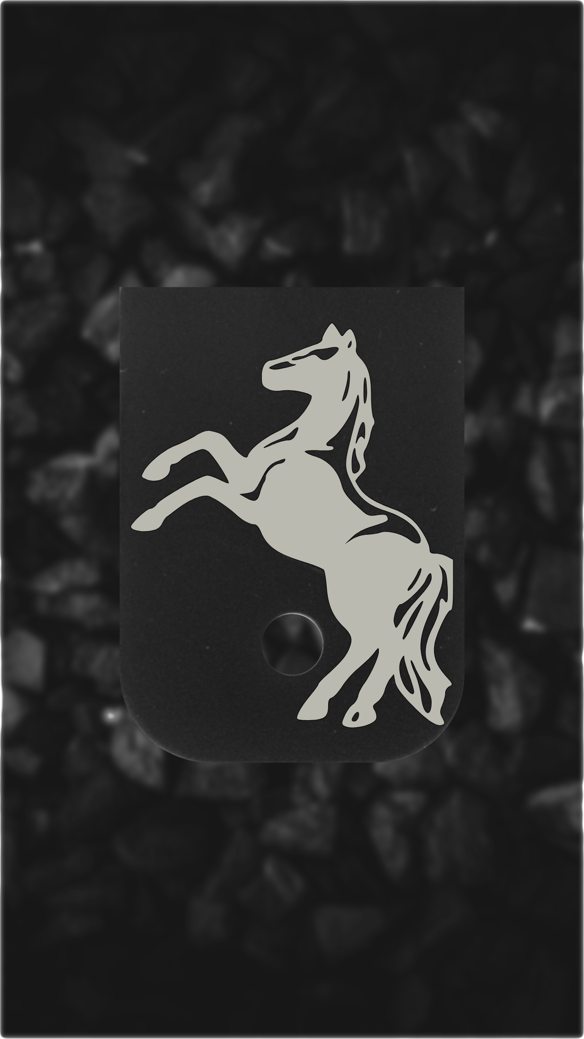 Black Aluminum Glock back plate Rearing horse engraving on Glock magazine plate