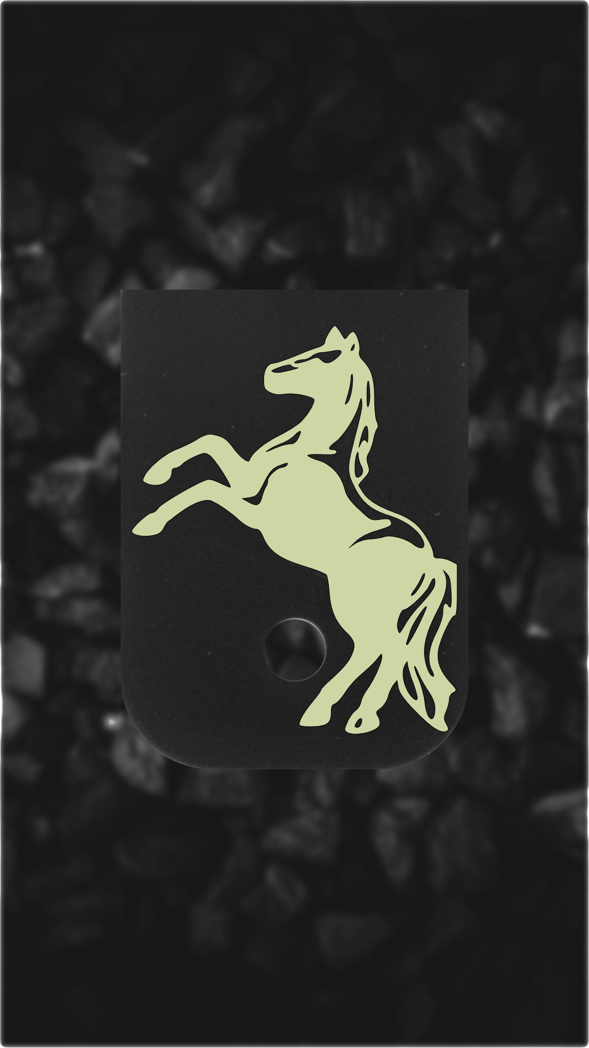 Black Brass Glock back plate Rearing horse engraving on Glock magazine plate