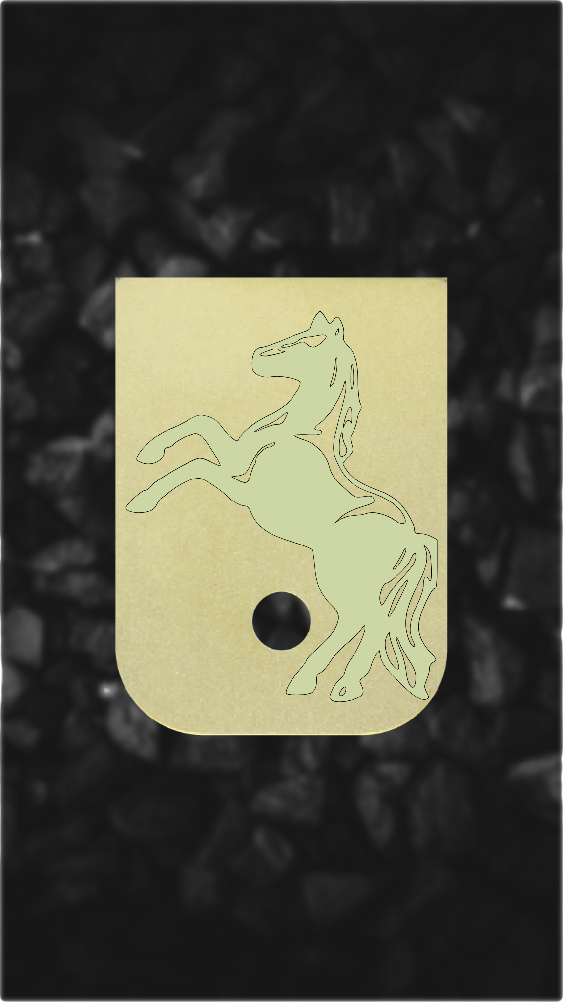 Brass Glock back plate Rearing horse engraving on Glock magazine plate