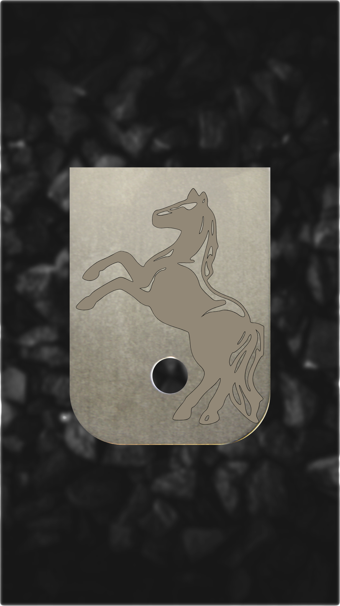 Titanium Glock back plate Rearing horse engraving on Glock magazine plate