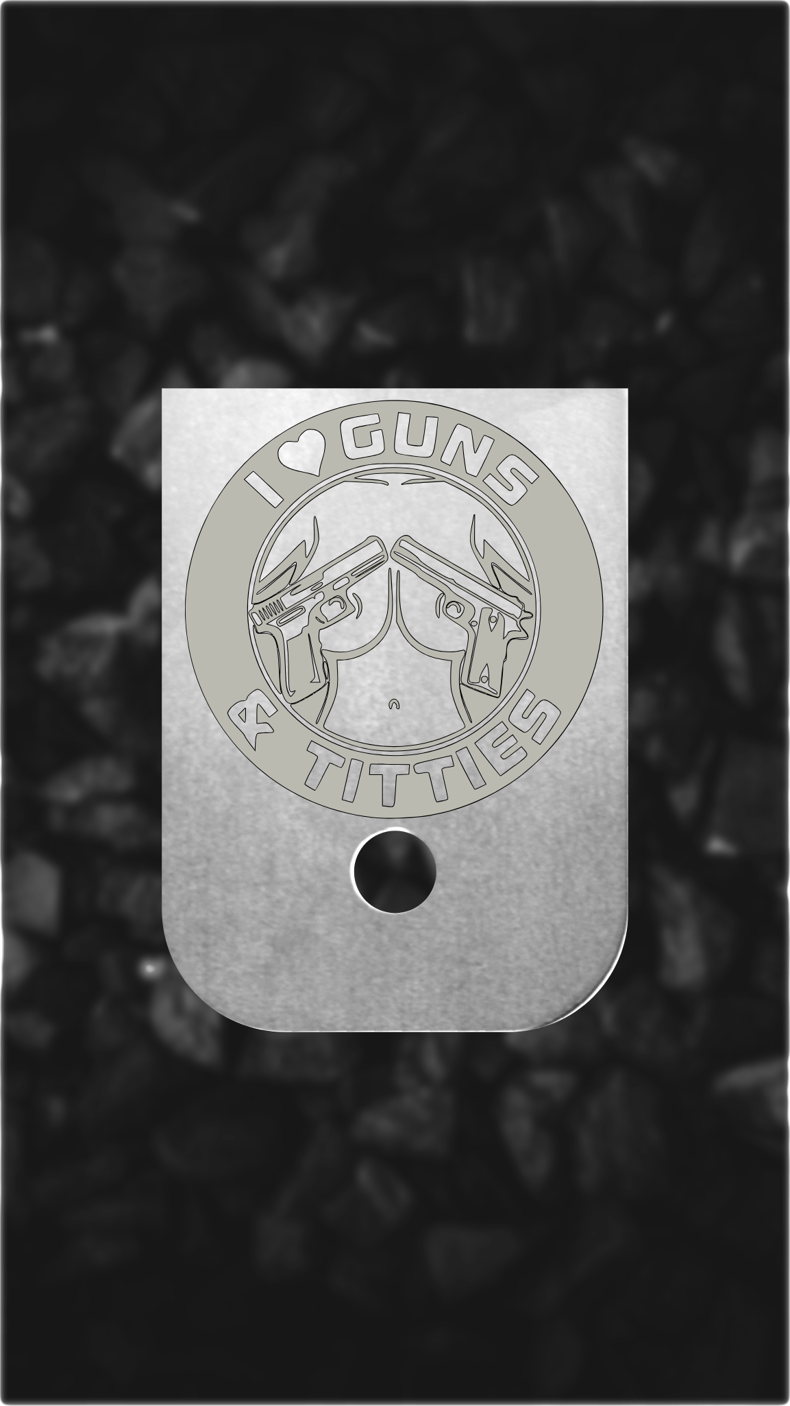 Aluminum Glock back plate novelty Glock magazine plate with circular text engraving