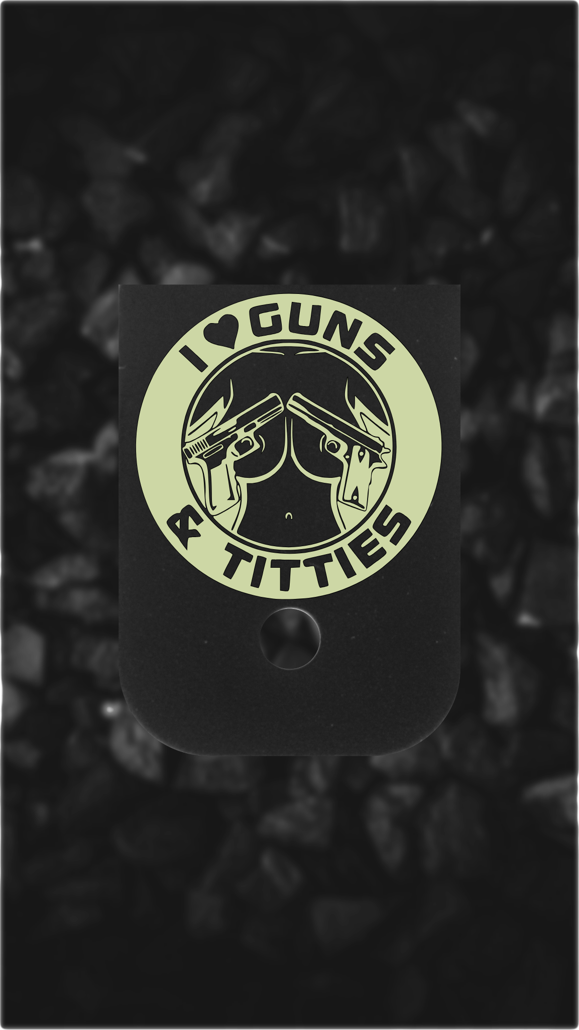 Black Brass Glock back plate novelty Glock magazine plate with circular text engraving