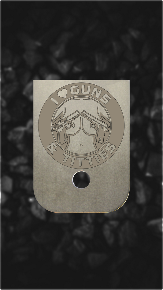 Titanium Glock back plate novelty Glock magazine plate with circular text engraving