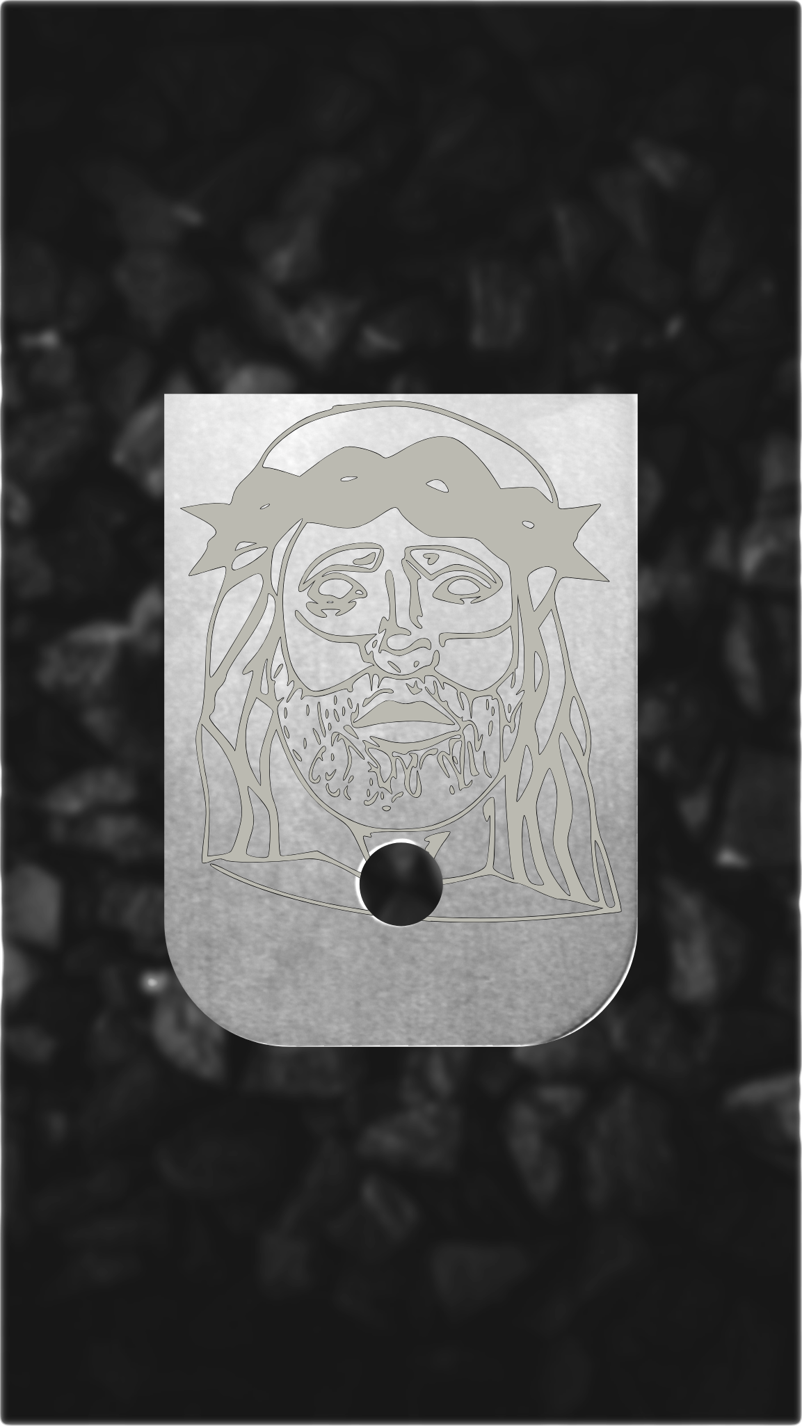 Aluminum Glock back plate Jesus crown of thorns engraved Glock magazine plate
