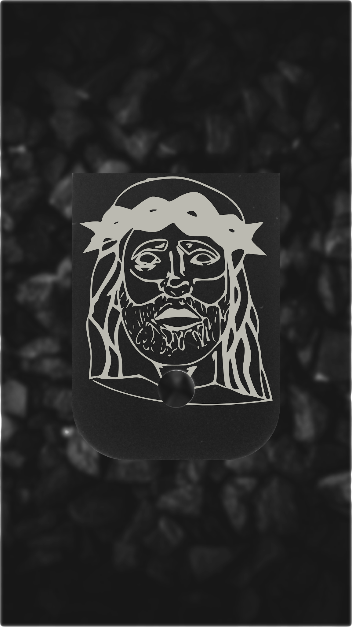 Black Aluminum Glock back plate Jesus crown of thorns engraved Glock magazine plate