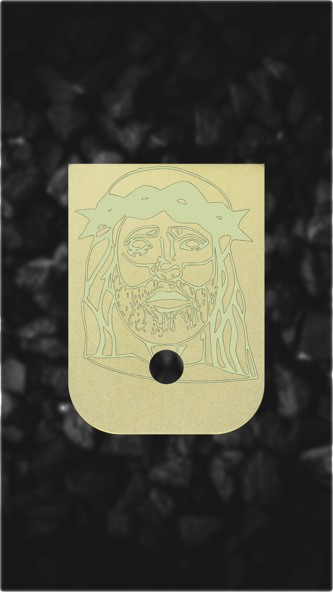 Brass Glock back plate Jesus crown of thorns engraved Glock magazine plate