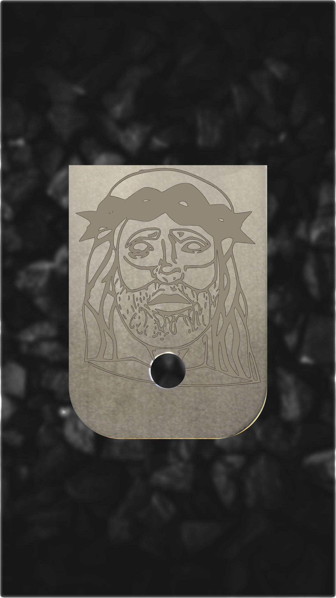 Titanium Glock back plate Jesus crown of thorns engraved Glock magazine plate