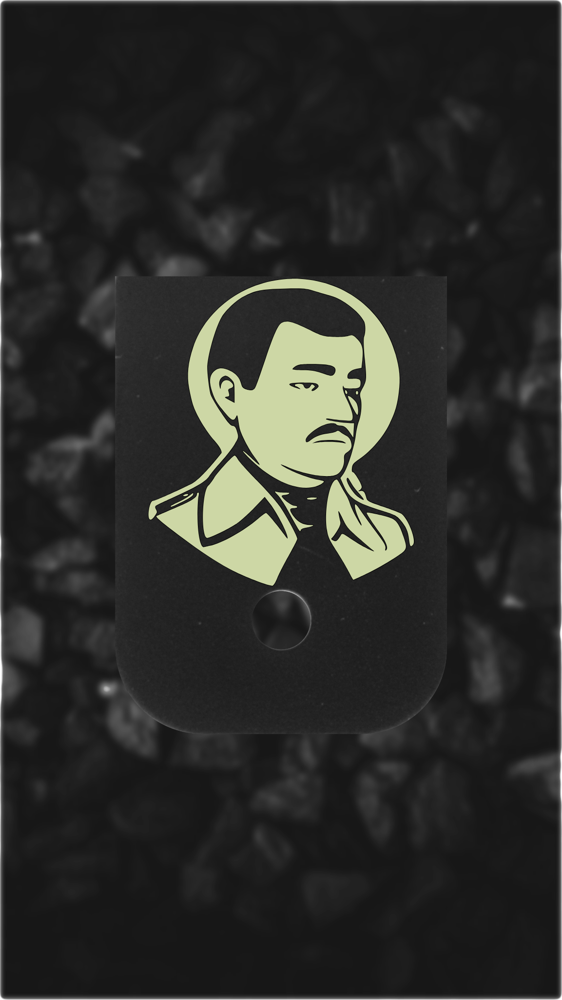 Black Brass Glock back plate Jesus Malverde engraved Glock magazine base plate