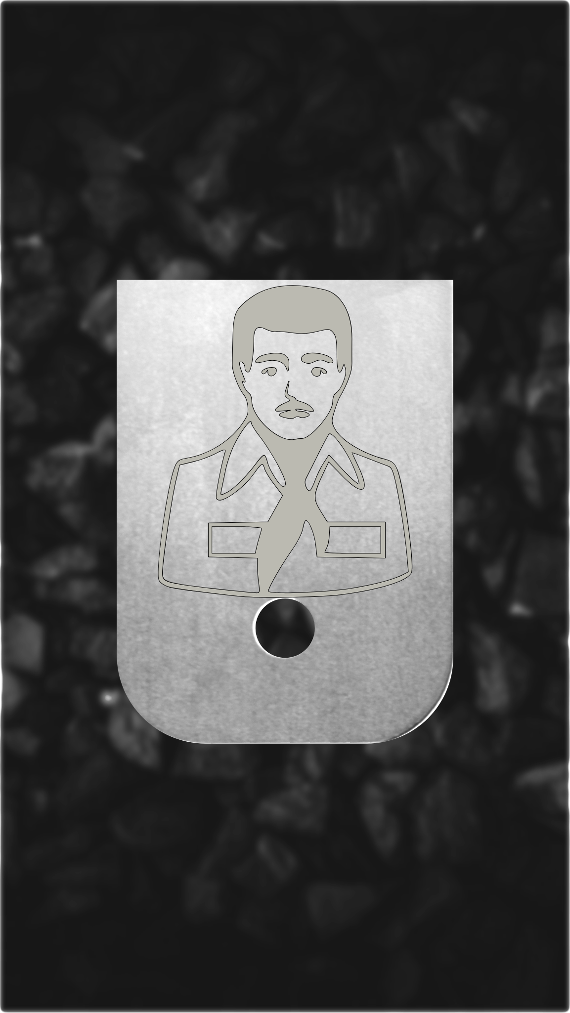 Aluminum Glock back plate Jesus Malverde portrait engraved Glock magazine plate