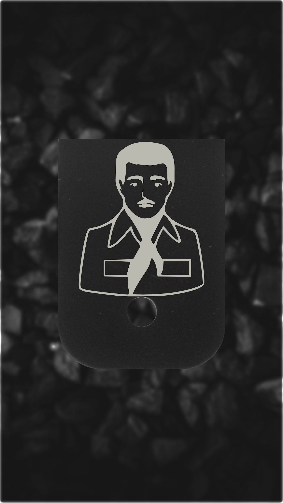 Black Aluminum Glock back plate Jesus Malverde portrait engraved Glock magazine plate