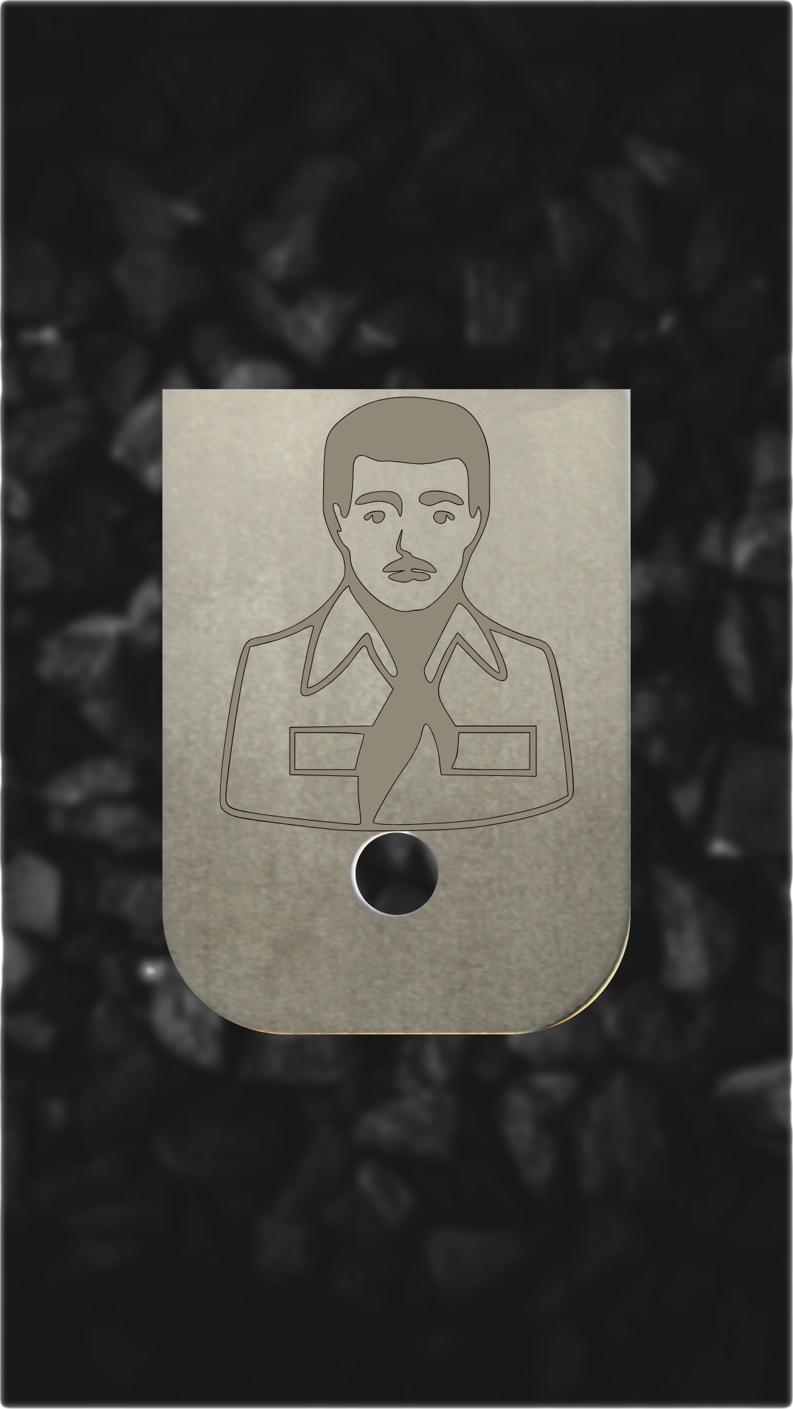 Titanium Glock back plate Jesus Malverde portrait engraved Glock magazine plate