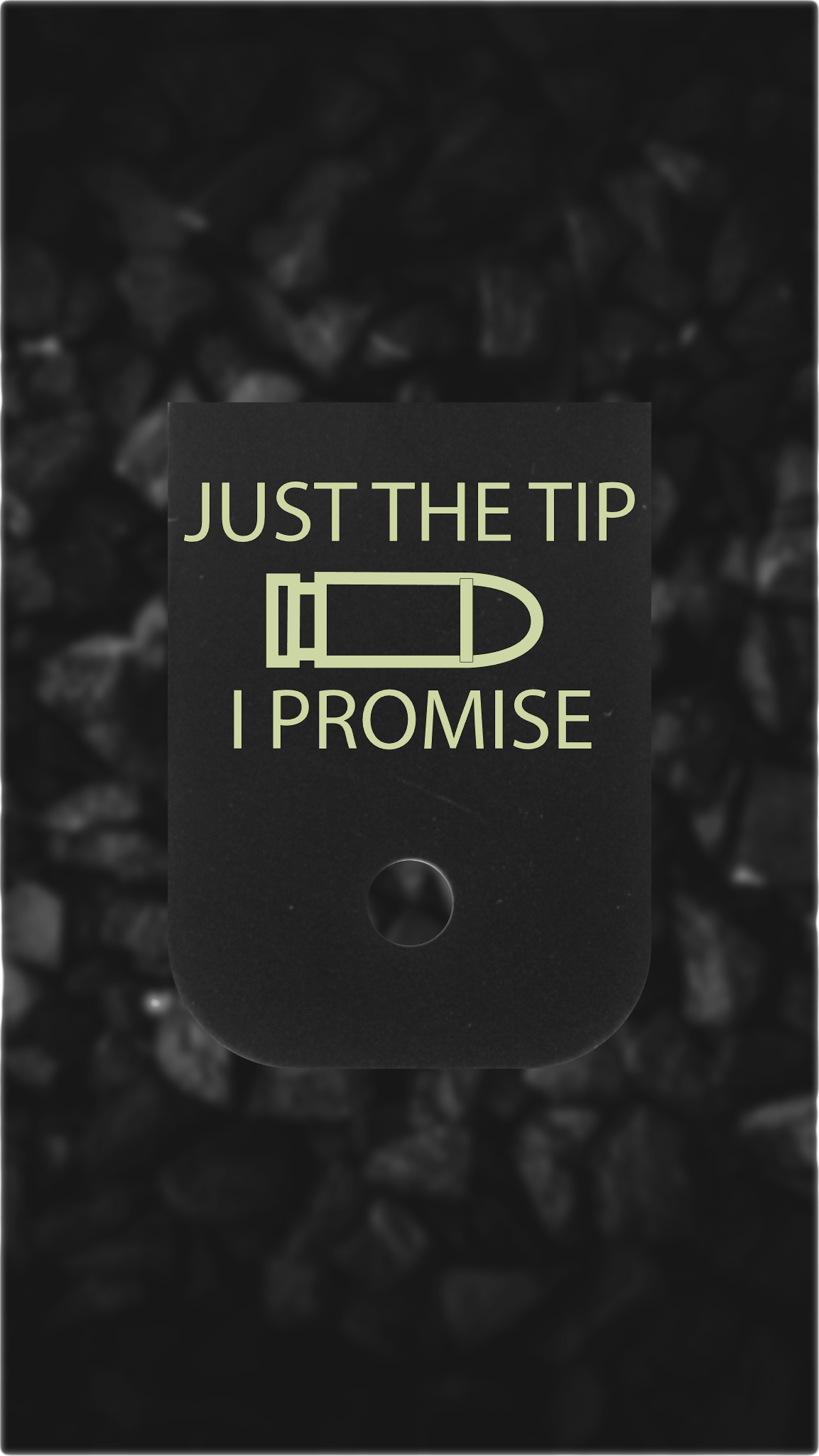 Black Brass Glock back plate Bullet icon and text engraved on Glock magazine plate