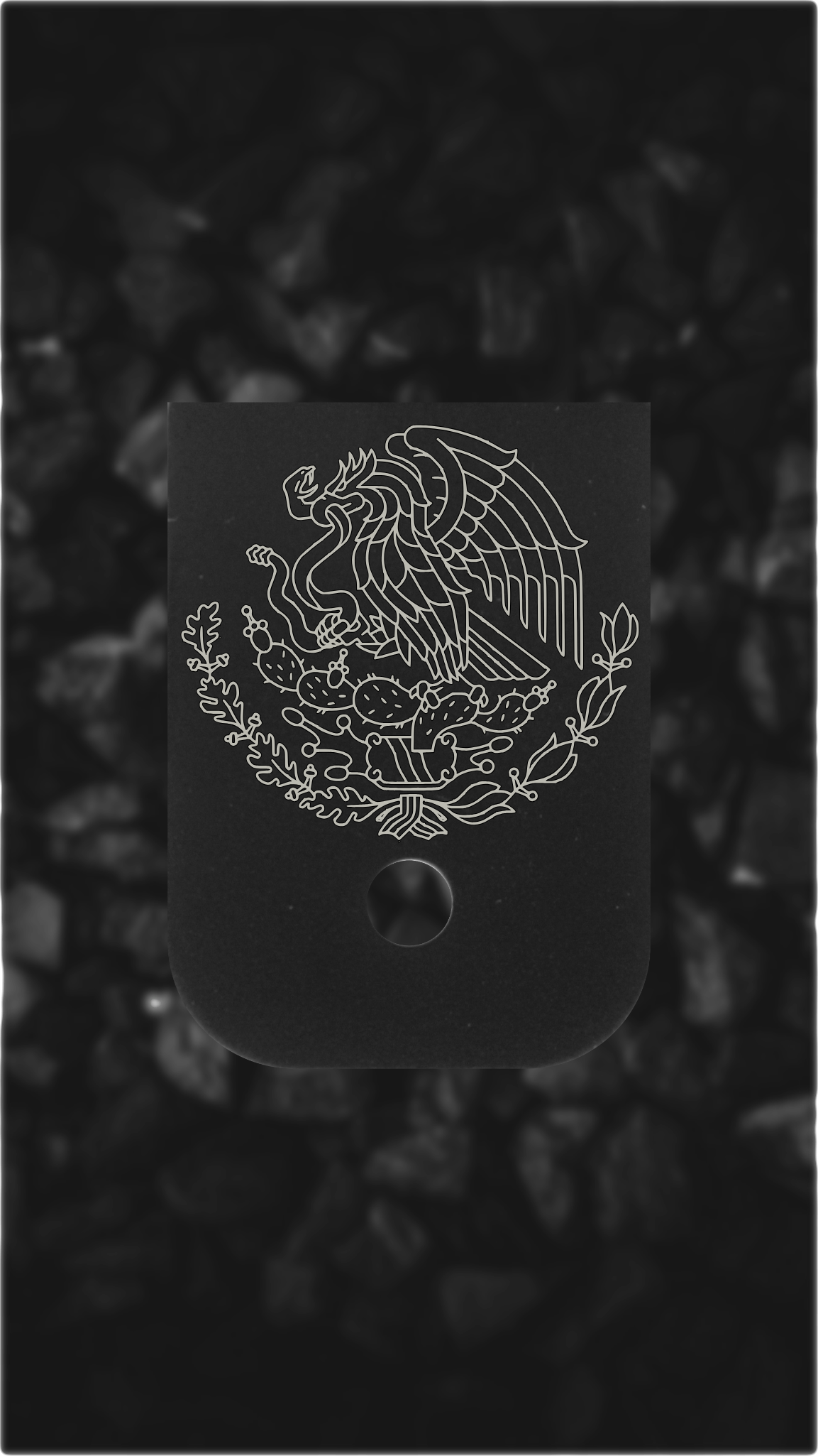 Black Aluminum Glock back plate Mexico eagle and serpent engraved magazine plate