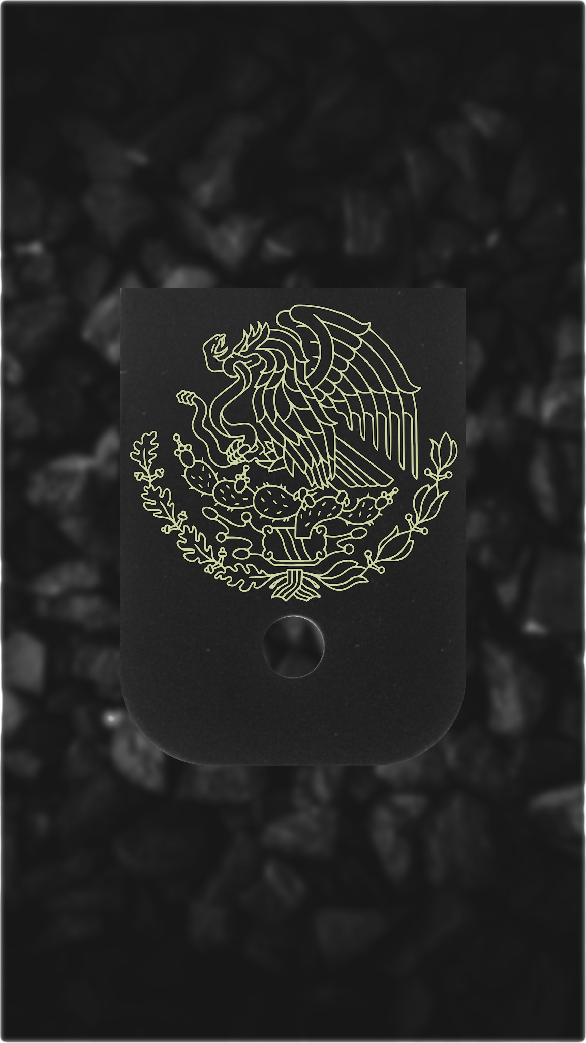 Black Brass Glock back plate Mexico eagle and serpent engraved magazine plate