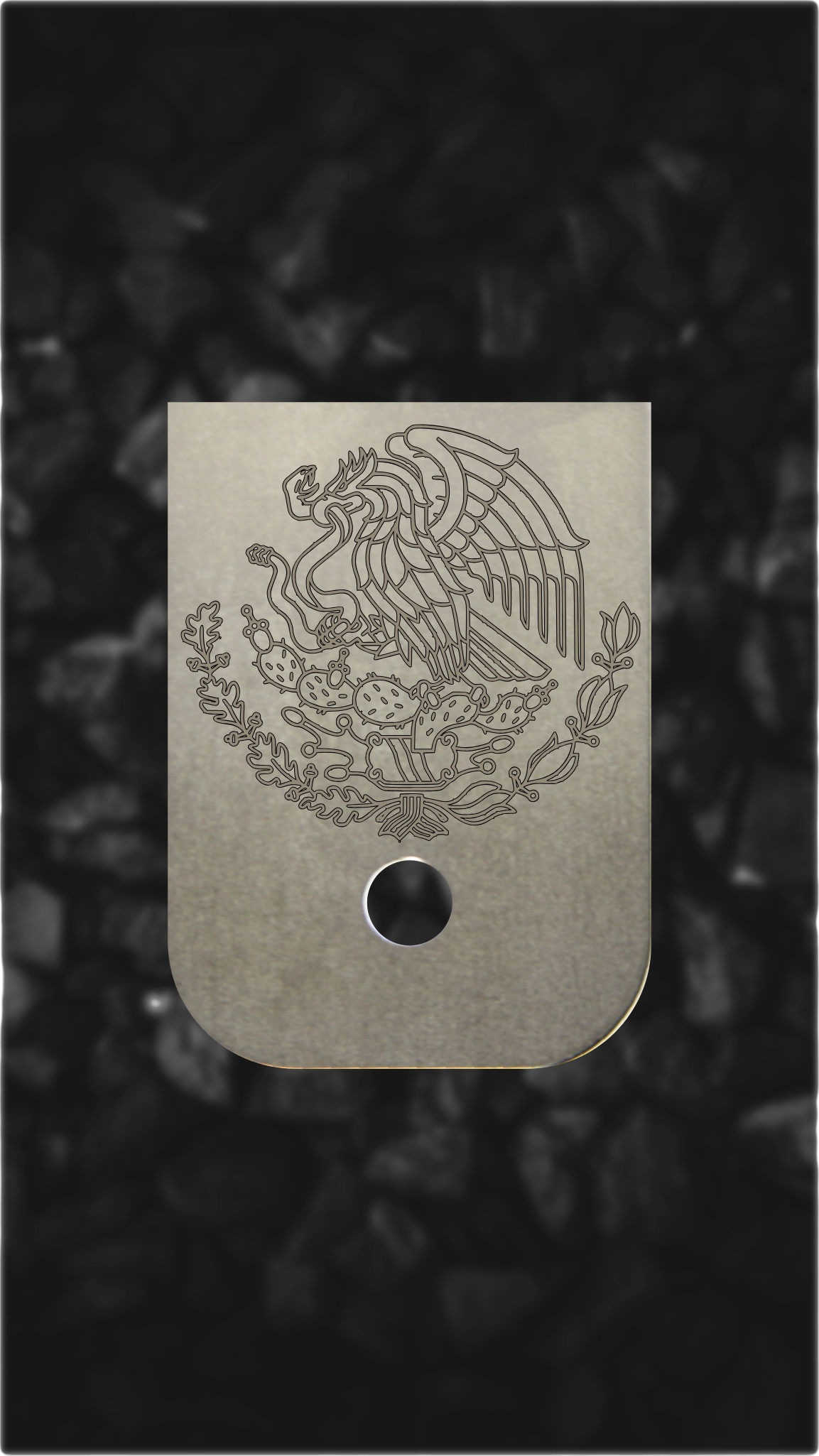 Titanium Glock back plate Mexico eagle and serpent engraved magazine plate