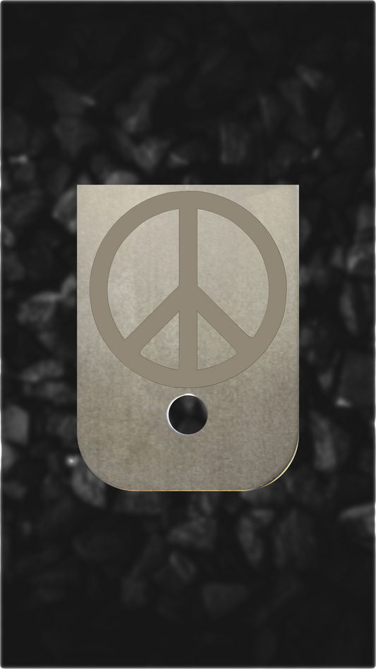 Titanium Glock back plate Peace sign engraved Glock magazine base plate