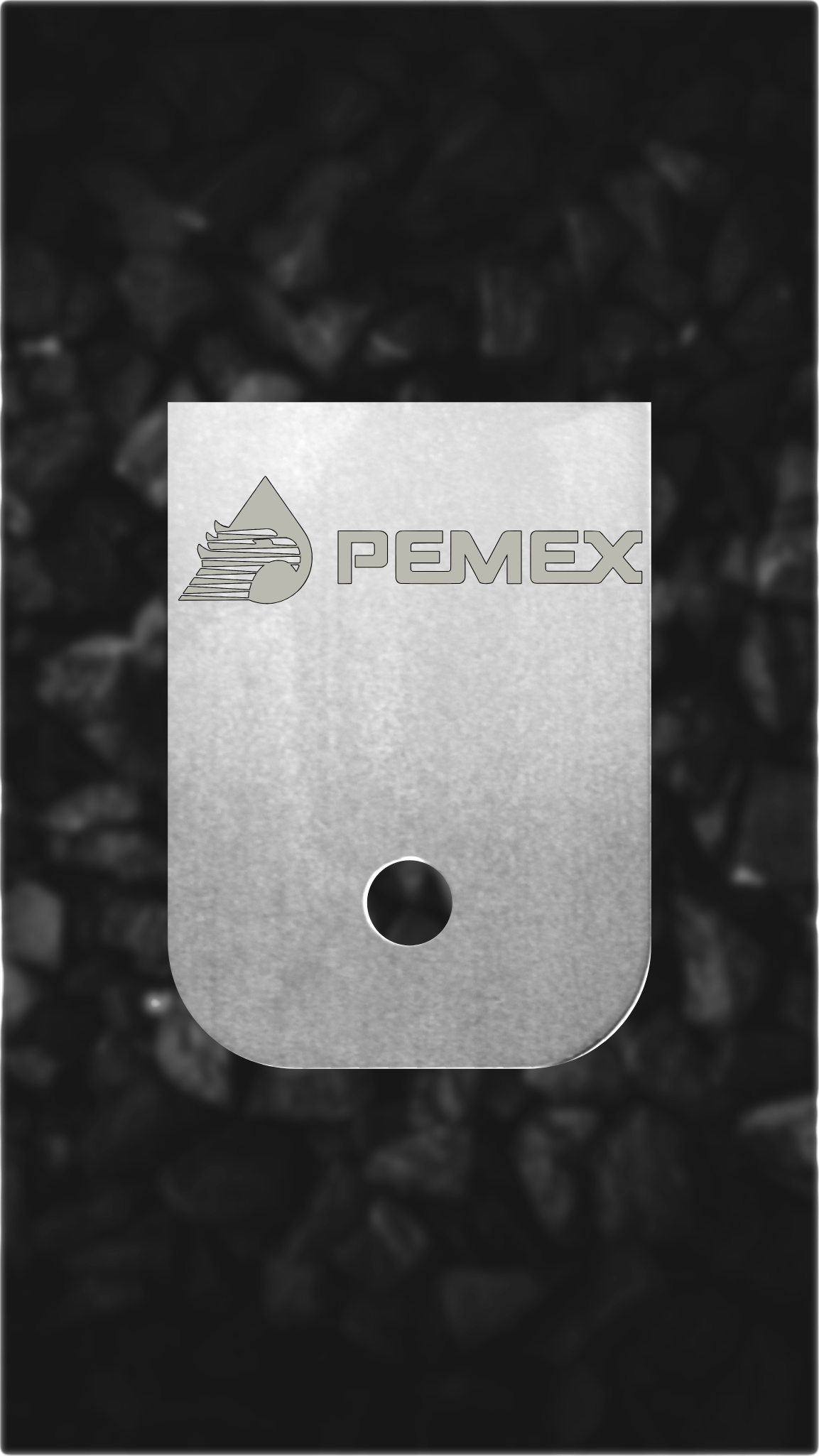 Aluminum Glock back plate Pemex logo laser-engraved Glock magazine plate