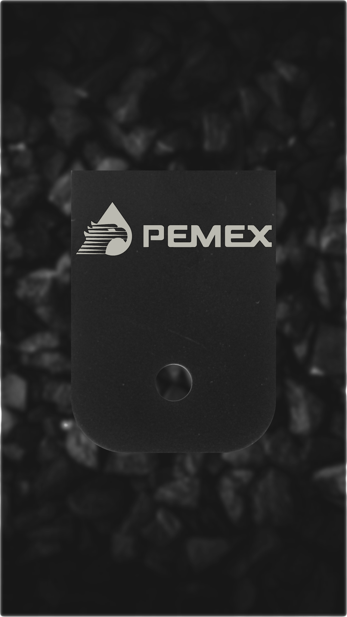 Black Aluminum Glock back plate Pemex logo laser-engraved Glock magazine plate